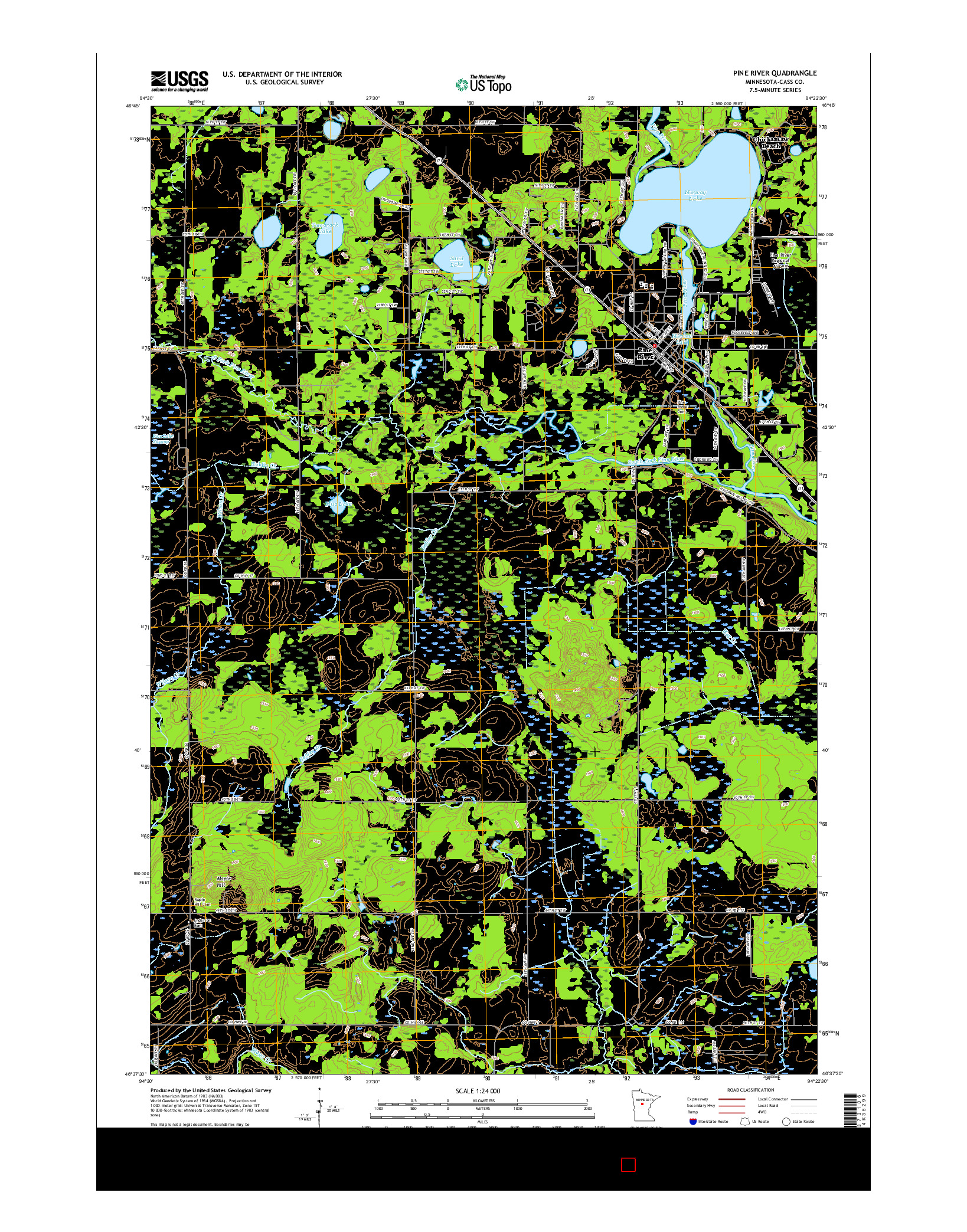 USGS US TOPO 7.5-MINUTE MAP FOR PINE RIVER, MN 2016