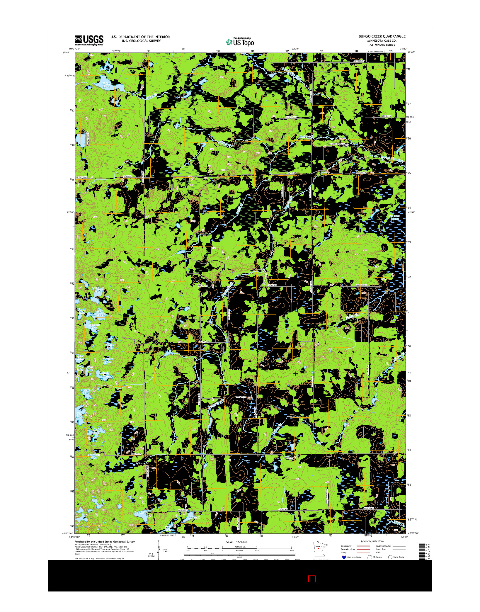 USGS US TOPO 7.5-MINUTE MAP FOR BUNGO CREEK, MN 2016