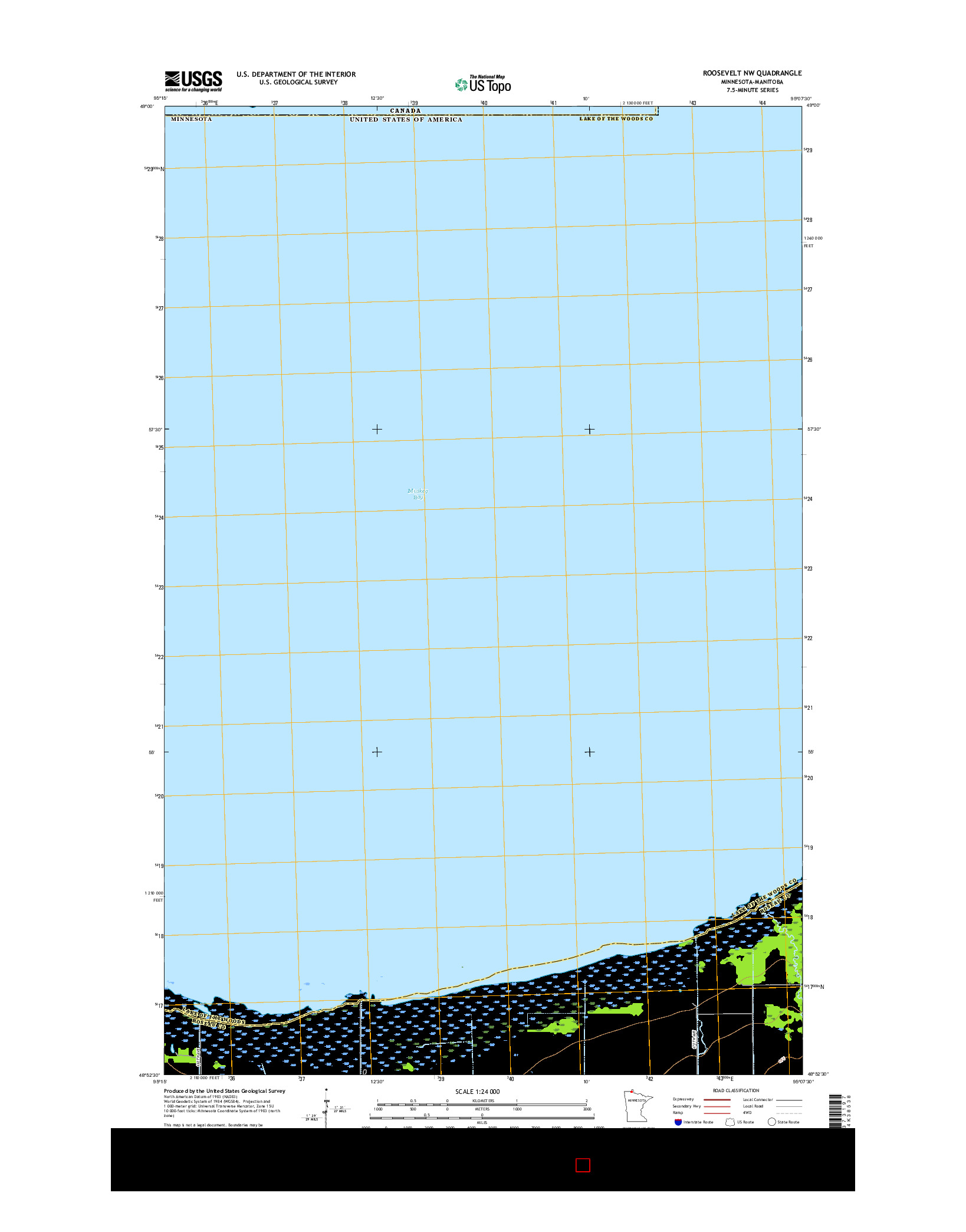 USGS US TOPO 7.5-MINUTE MAP FOR ROOSEVELT NW, MN-MB 2016