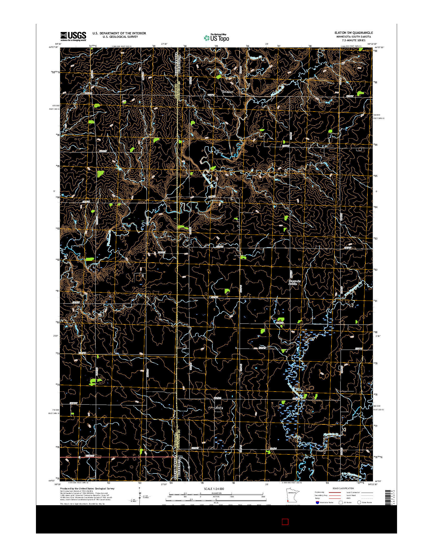 USGS US TOPO 7.5-MINUTE MAP FOR ELKTON SW, MN-SD 2016