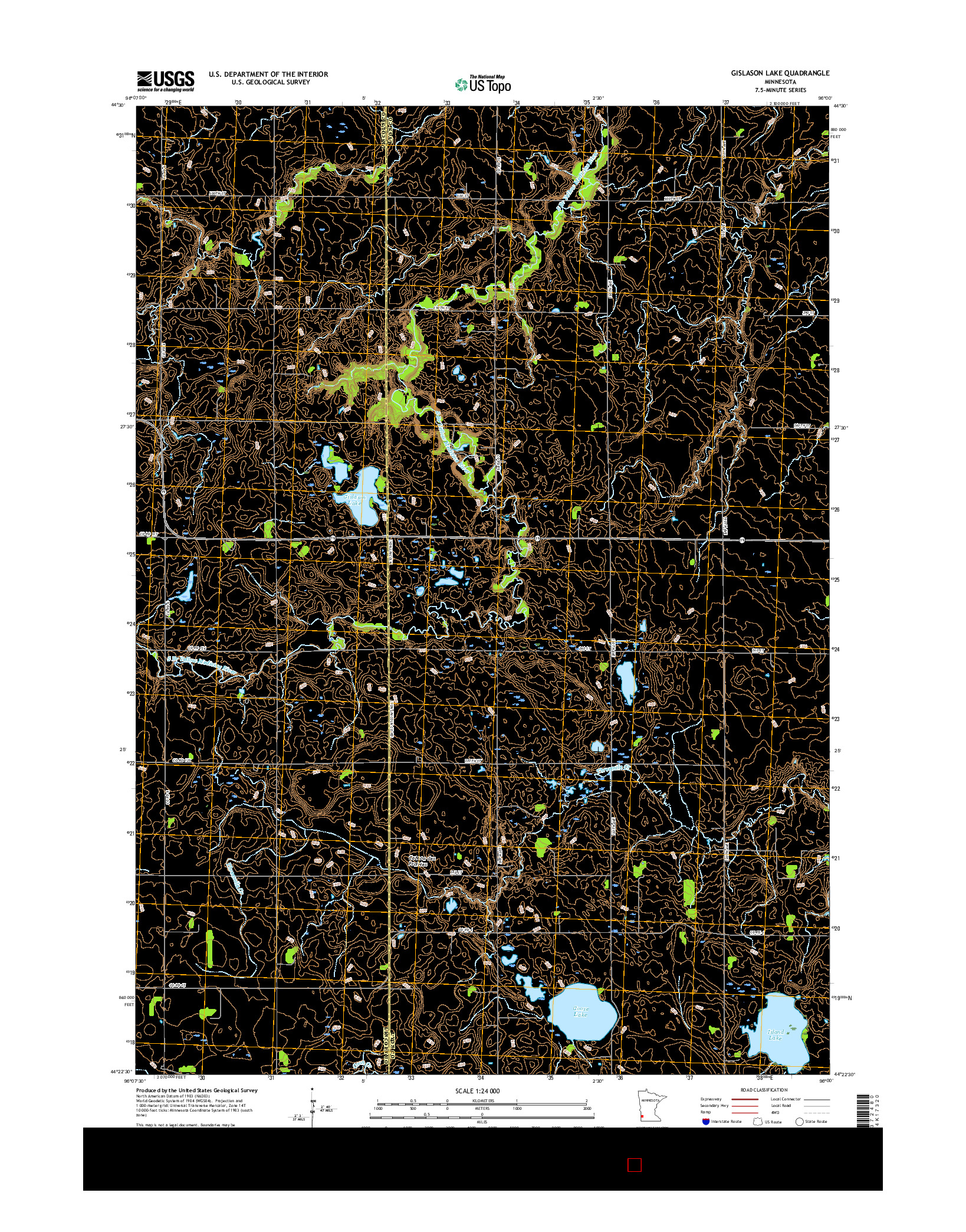 USGS US TOPO 7.5-MINUTE MAP FOR GISLASON LAKE, MN 2016