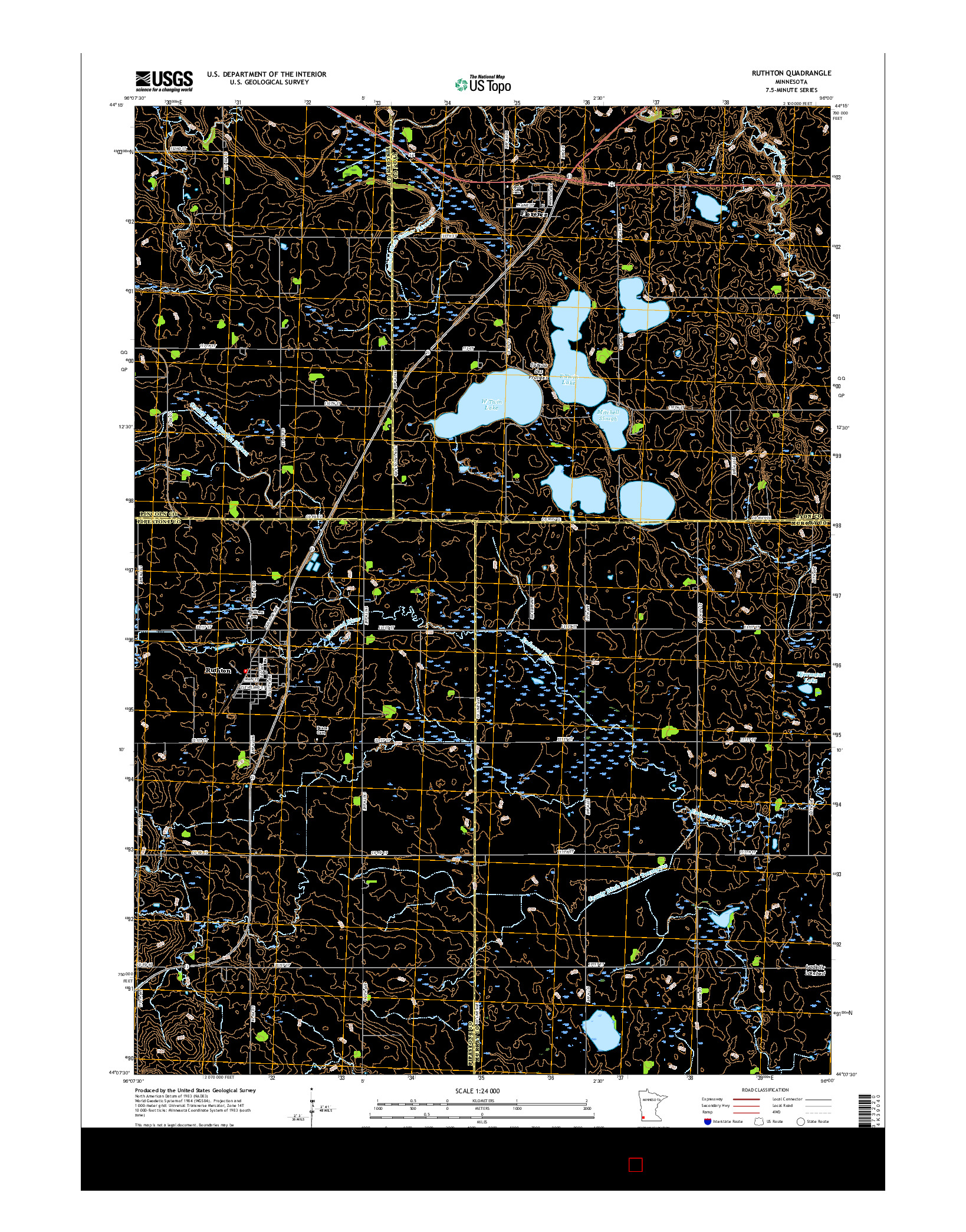 USGS US TOPO 7.5-MINUTE MAP FOR RUTHTON, MN 2016