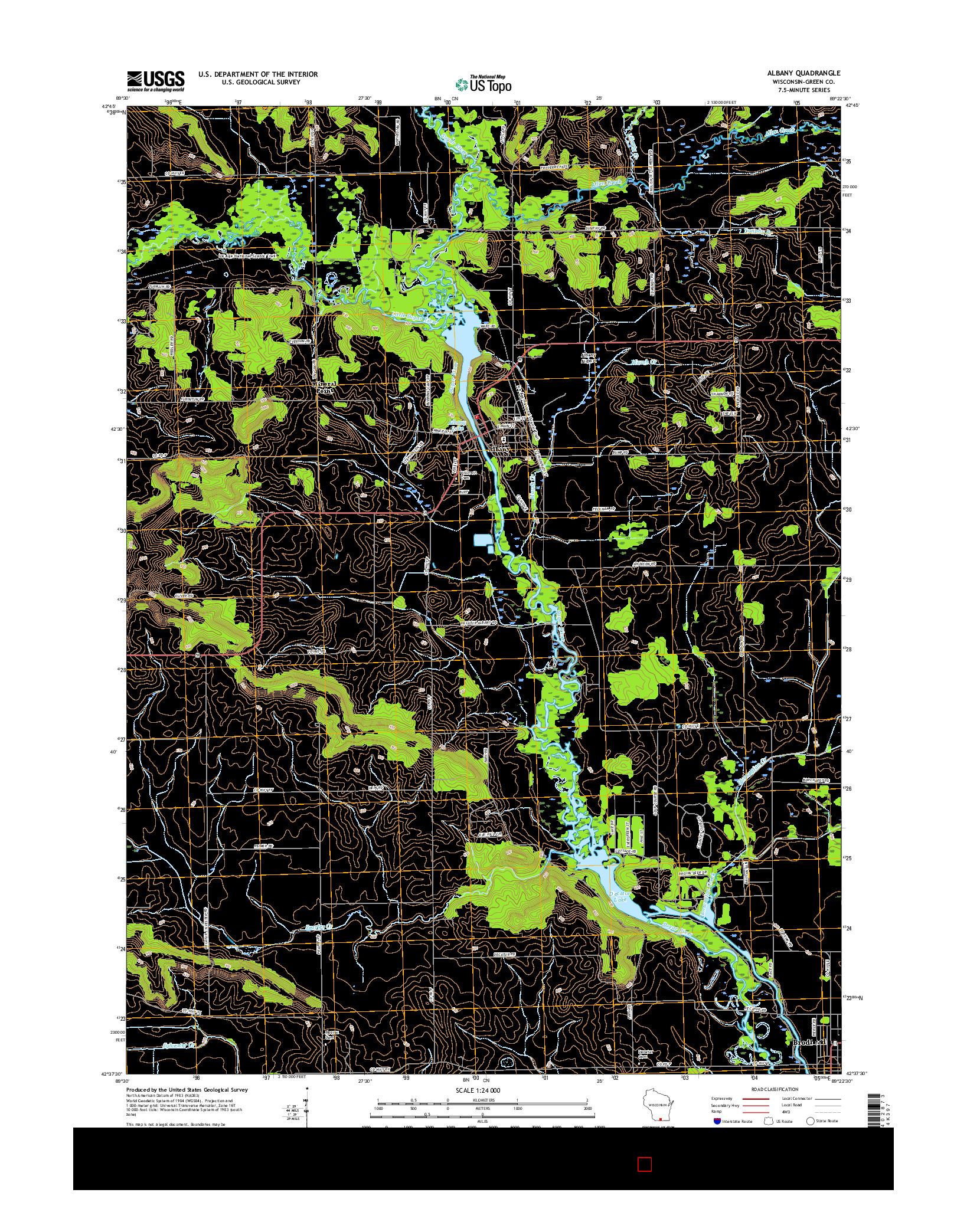USGS US TOPO 7.5-MINUTE MAP FOR ALBANY, WI 2016