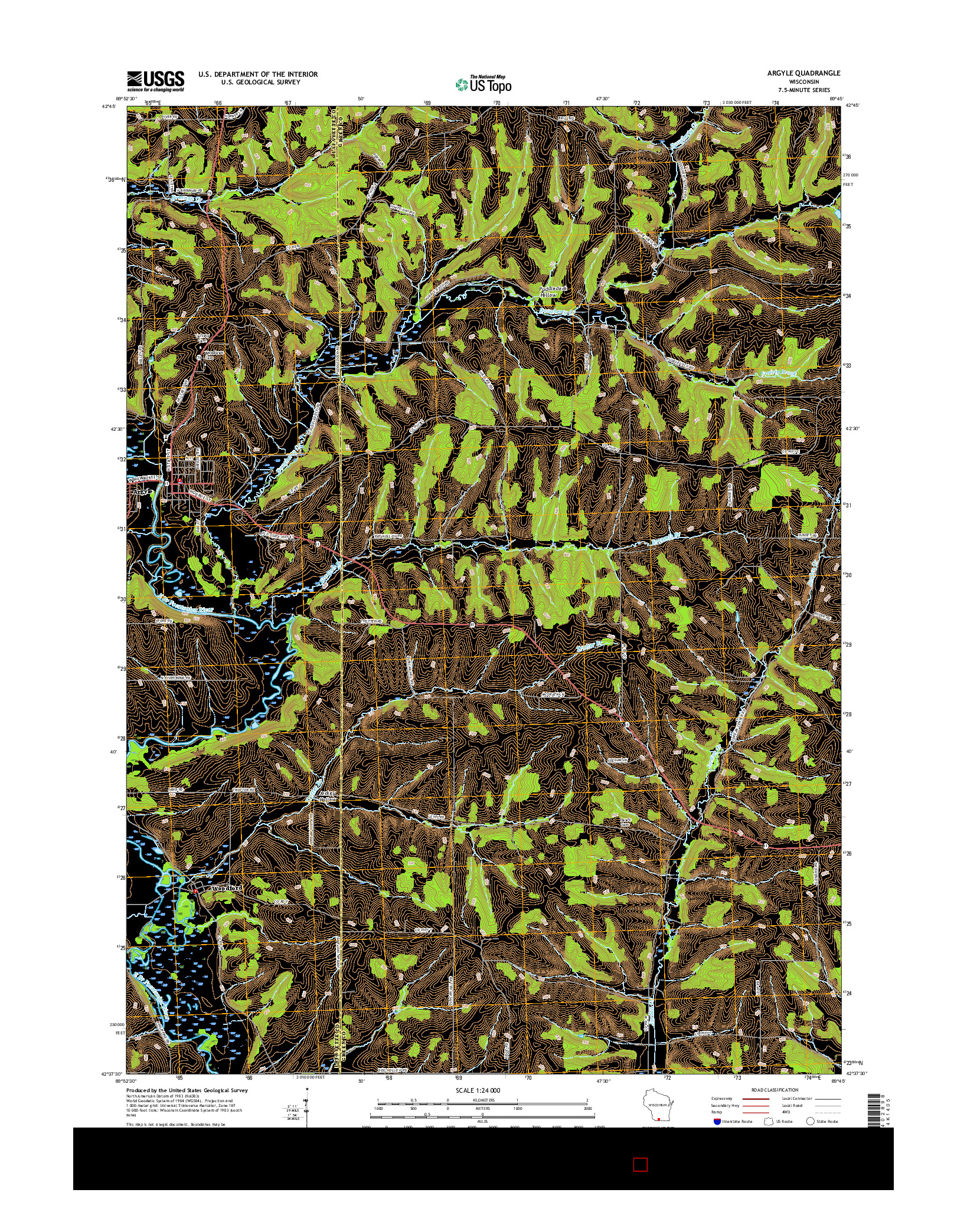 USGS US TOPO 7.5-MINUTE MAP FOR ARGYLE, WI 2016