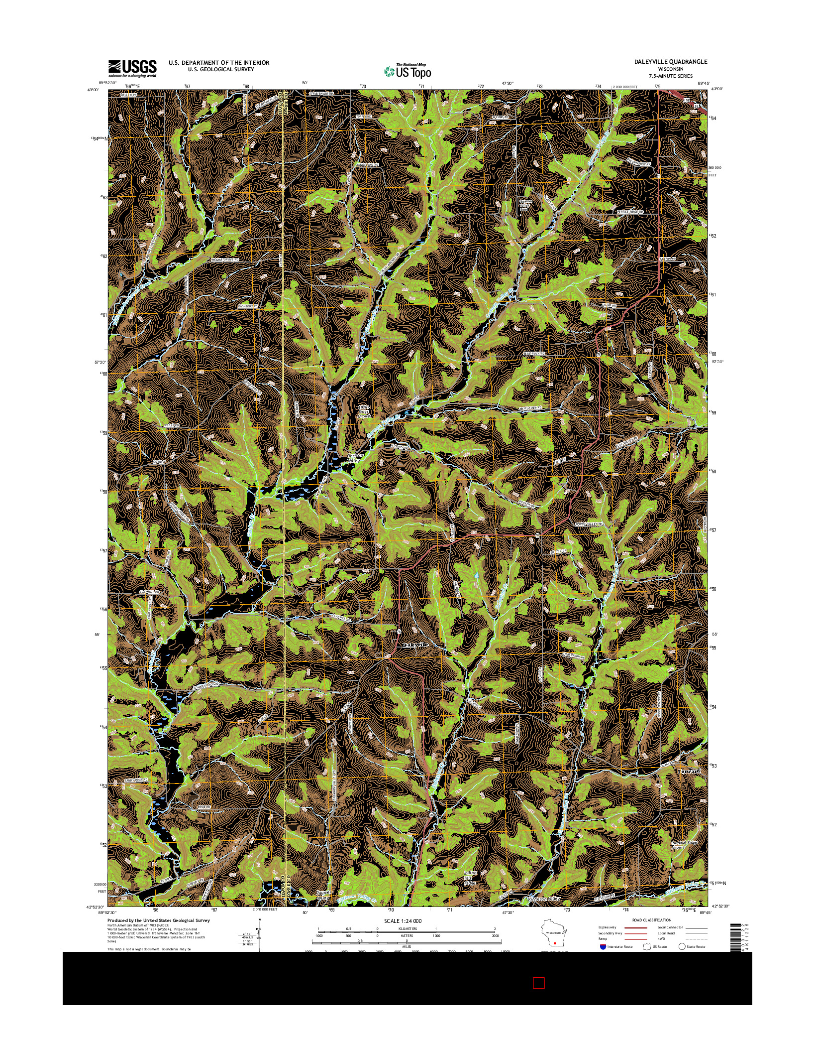 USGS US TOPO 7.5-MINUTE MAP FOR DALEYVILLE, WI 2016