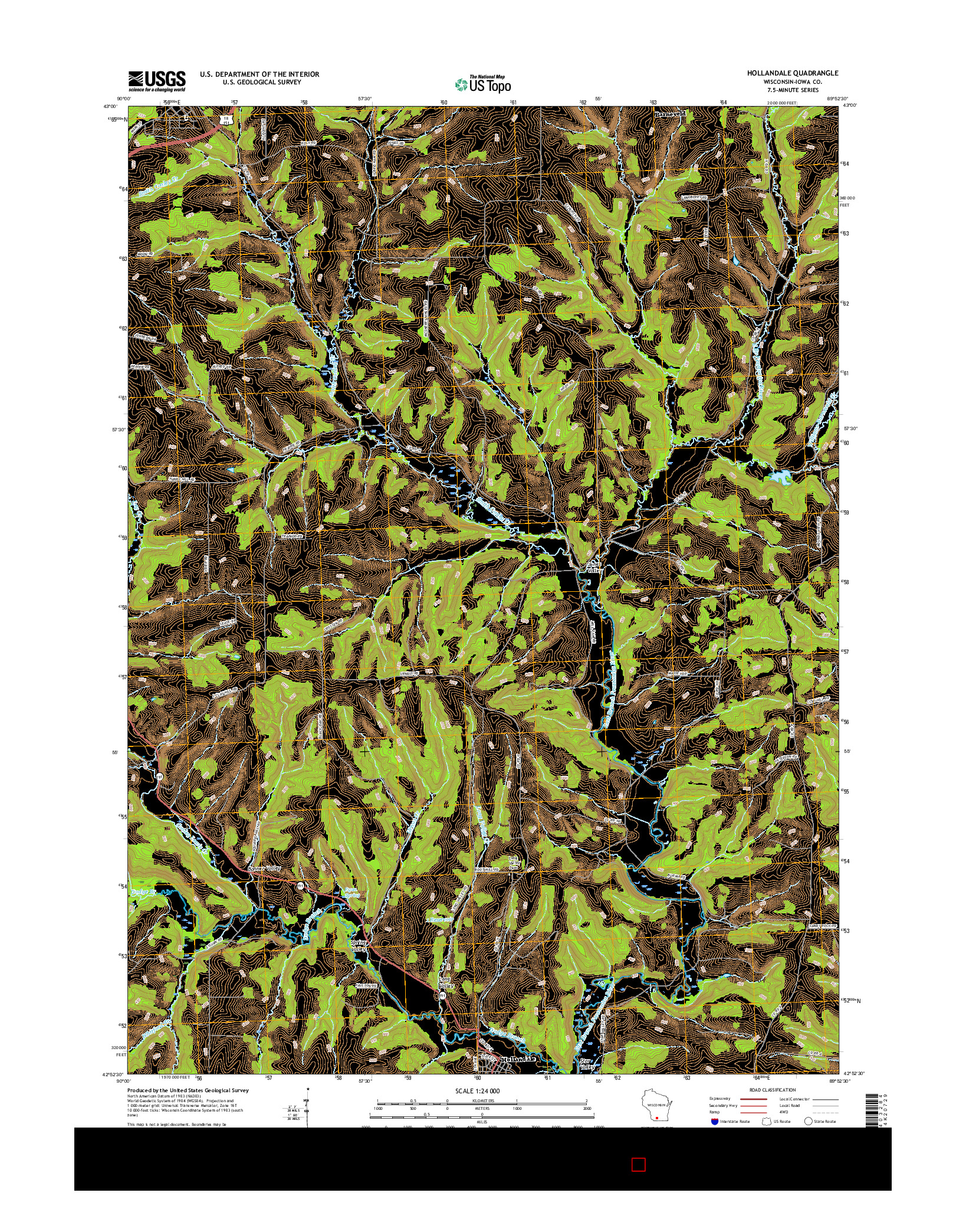 USGS US TOPO 7.5-MINUTE MAP FOR HOLLANDALE, WI 2016