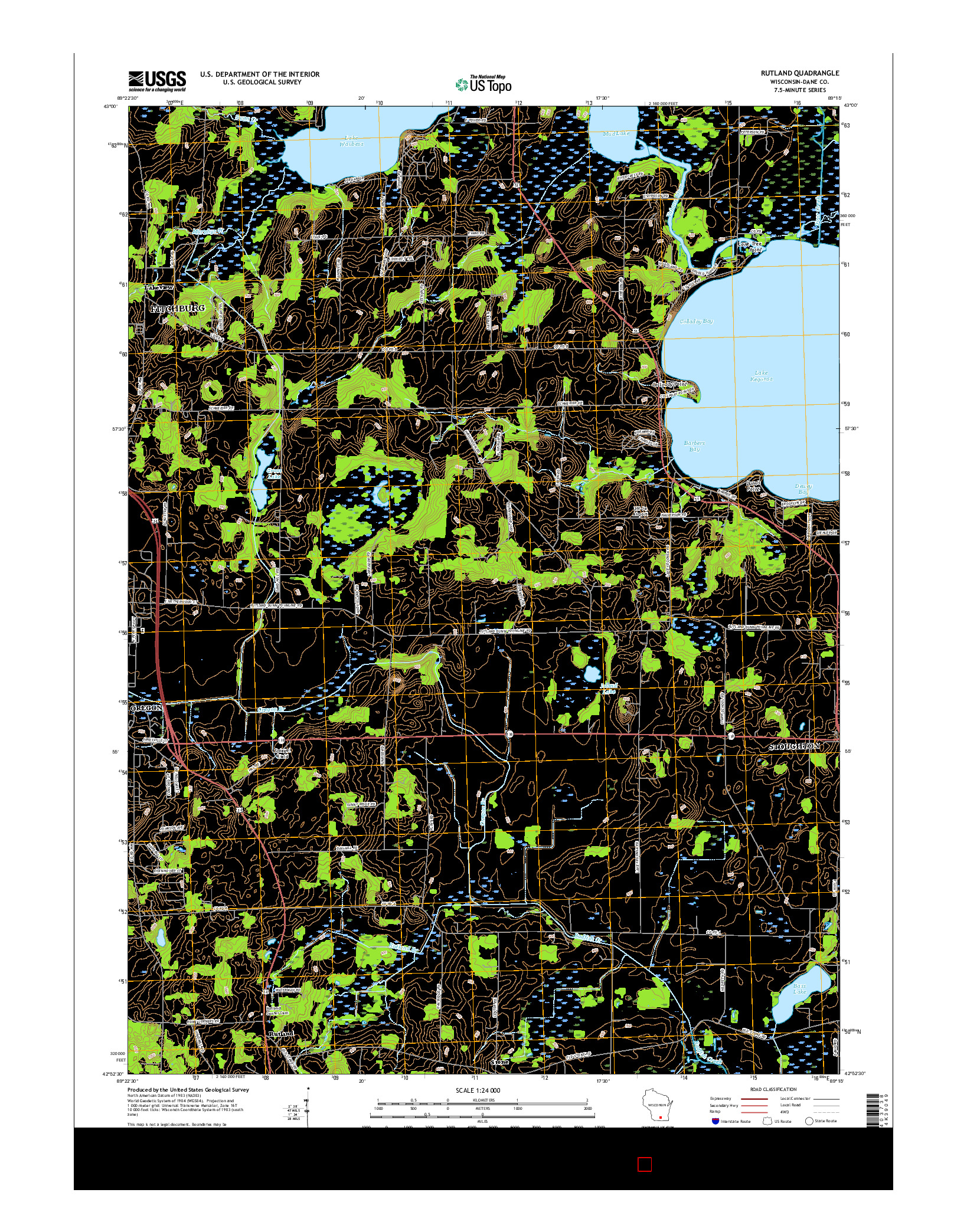 USGS US TOPO 7.5-MINUTE MAP FOR RUTLAND, WI 2016