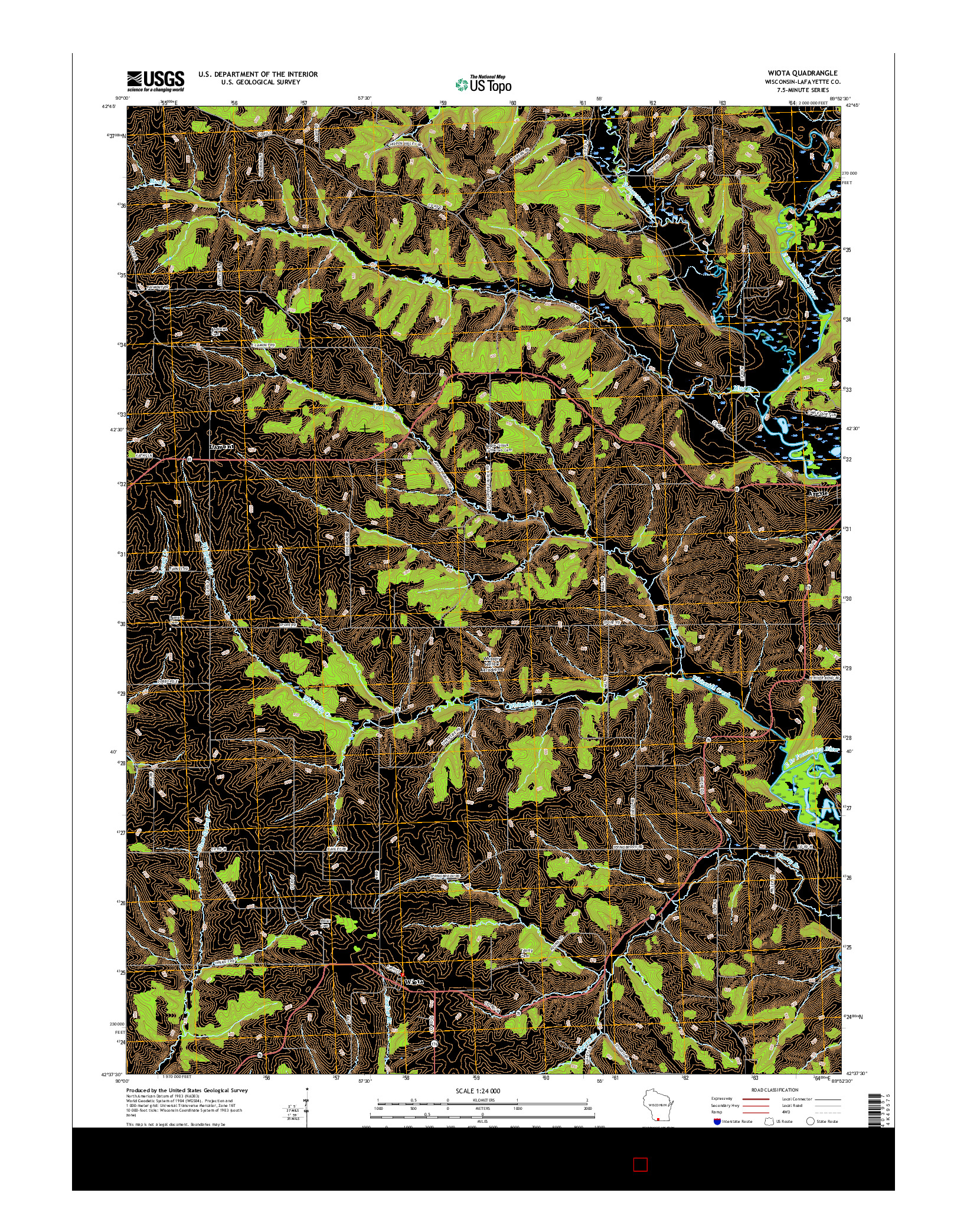 USGS US TOPO 7.5-MINUTE MAP FOR WIOTA, WI 2016