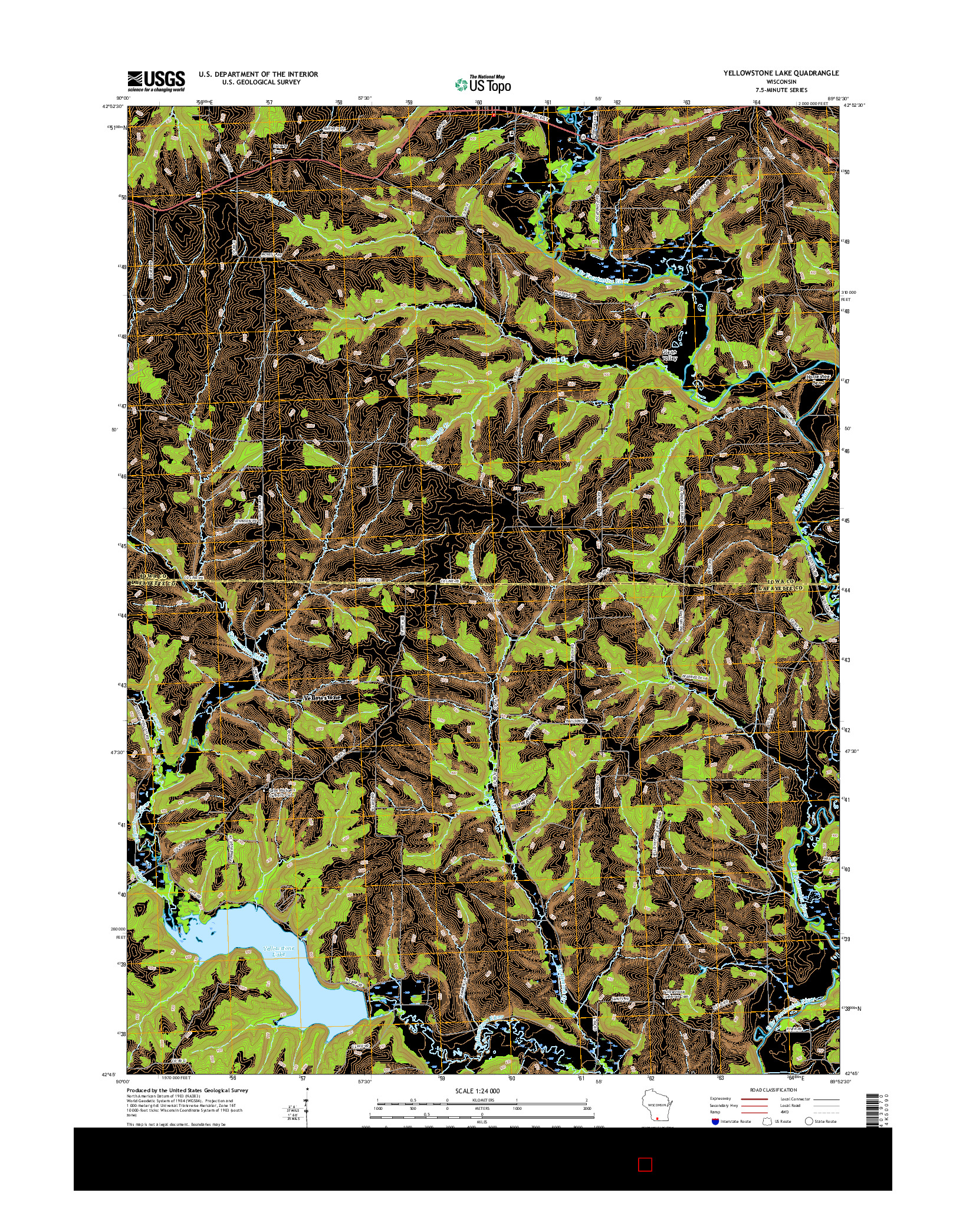 USGS US TOPO 7.5-MINUTE MAP FOR YELLOWSTONE LAKE, WI 2016