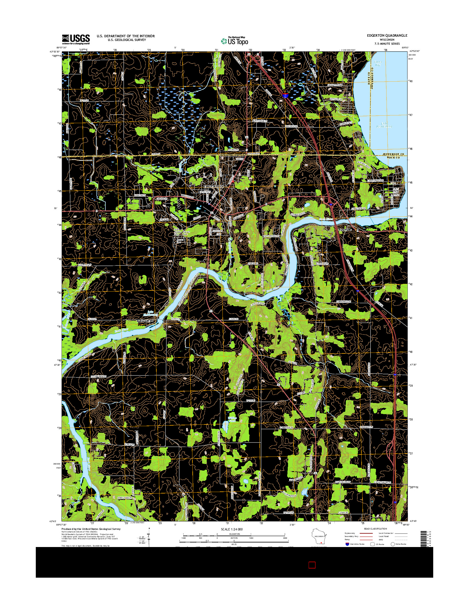 USGS US TOPO 7.5-MINUTE MAP FOR EDGERTON, WI 2016