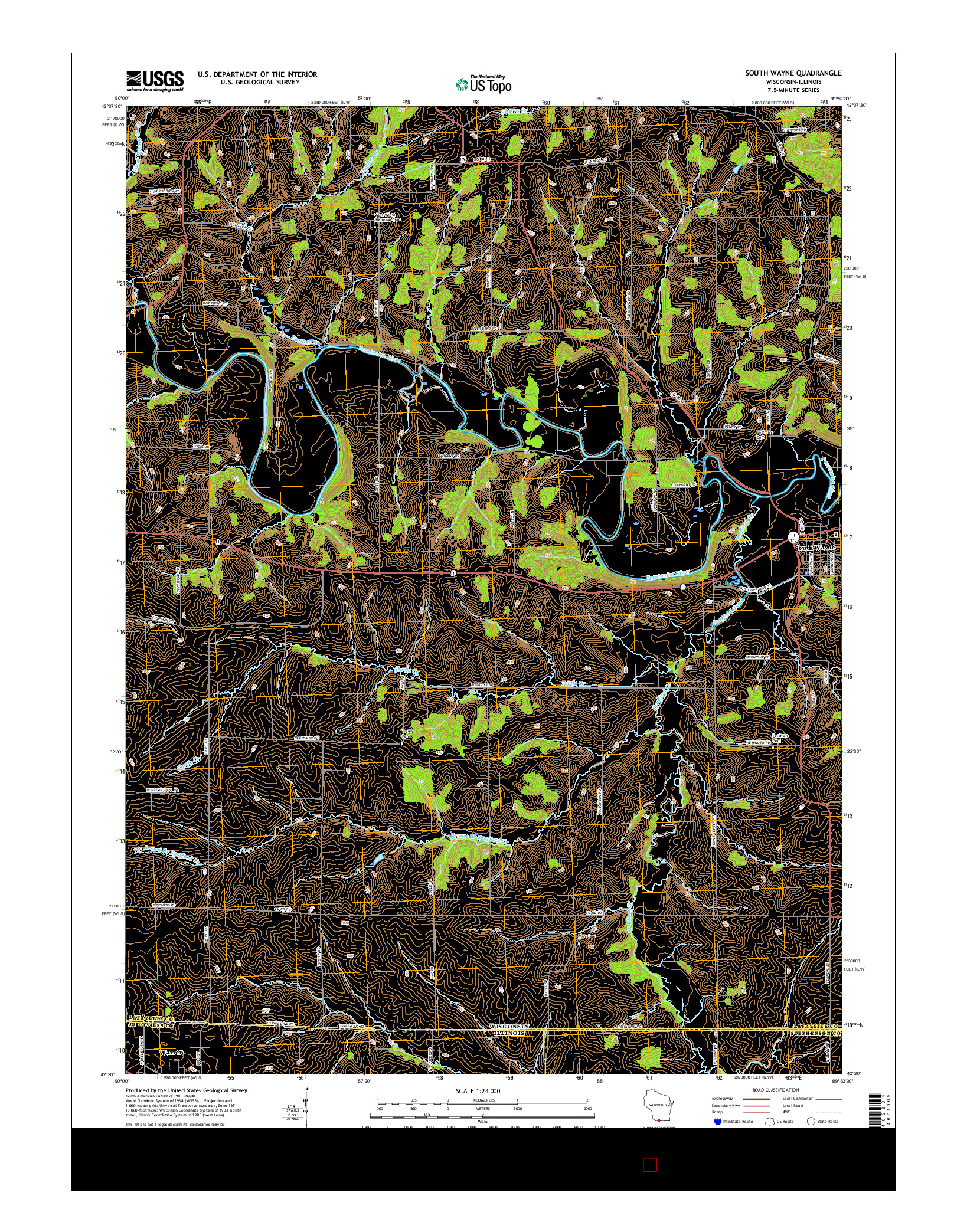 USGS US TOPO 7.5-MINUTE MAP FOR SOUTH WAYNE, WI-IL 2016