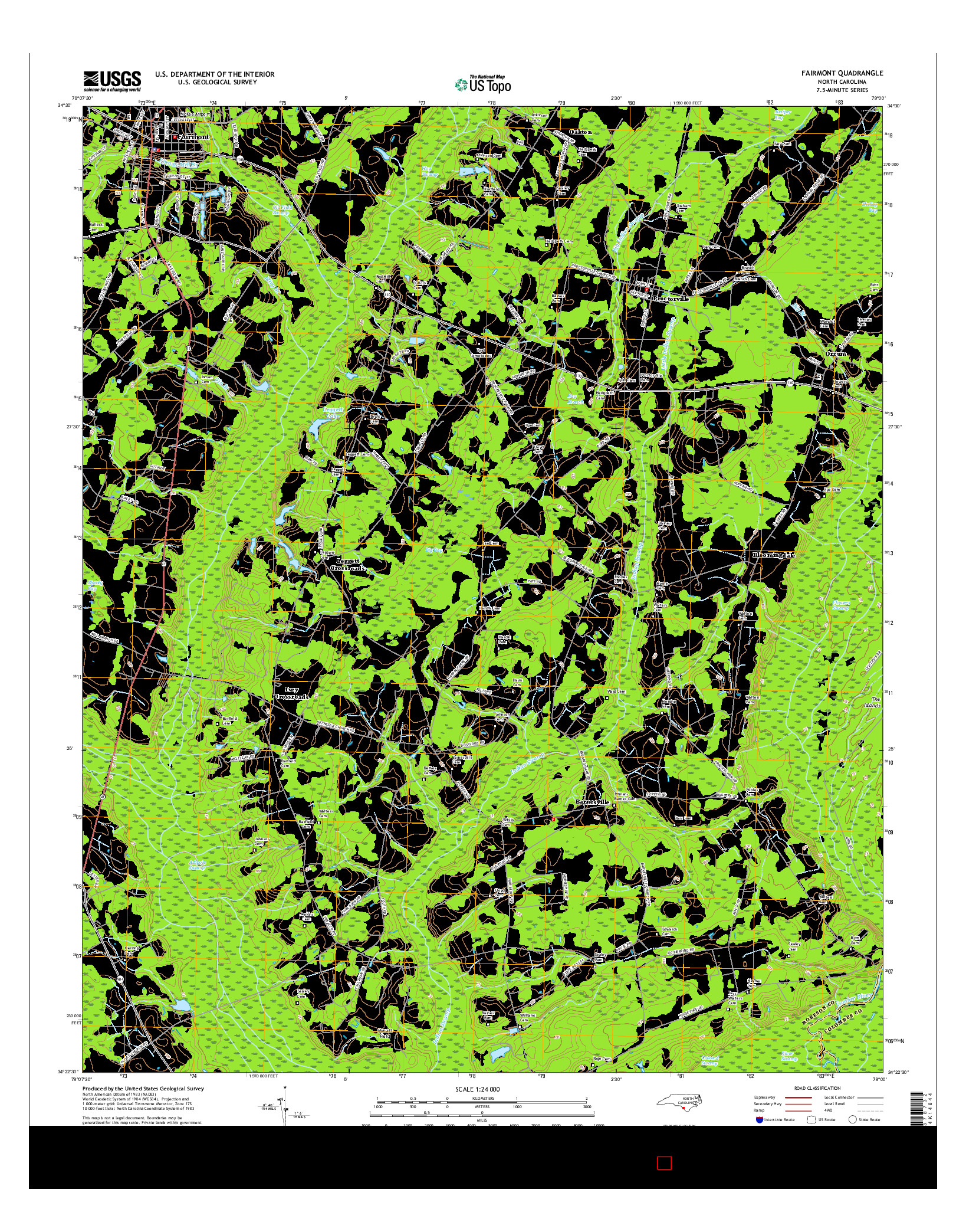 USGS US TOPO 7.5-MINUTE MAP FOR FAIRMONT, NC 2016