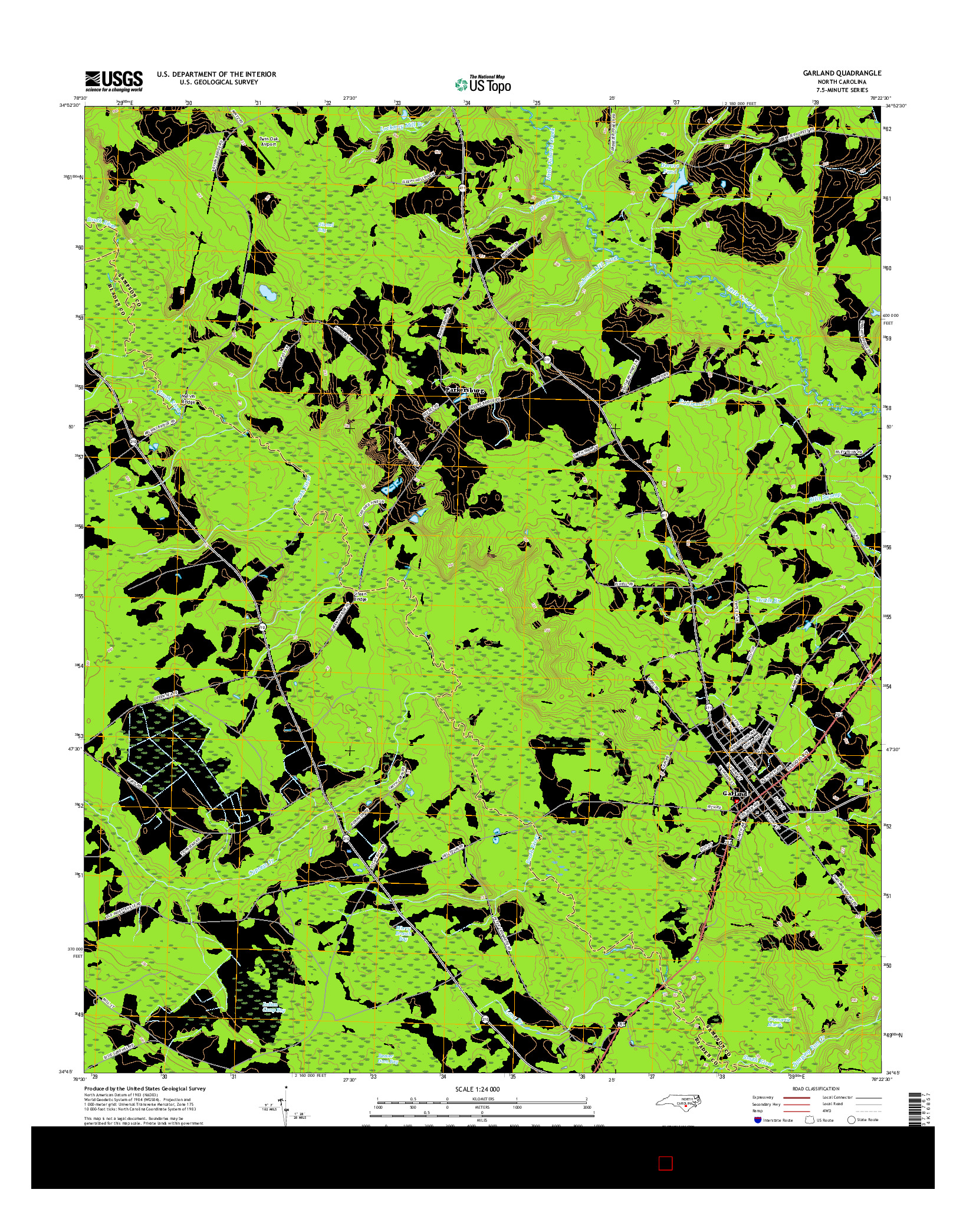 USGS US TOPO 7.5-MINUTE MAP FOR GARLAND, NC 2016