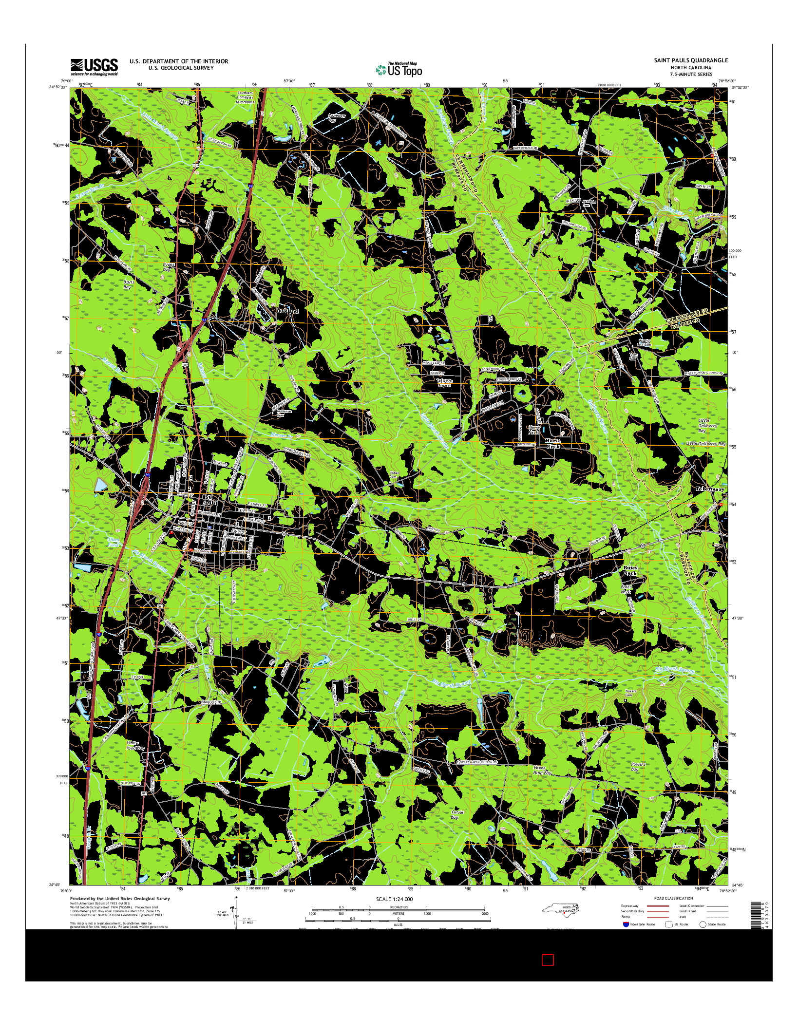 USGS US TOPO 7.5-MINUTE MAP FOR SAINT PAULS, NC 2016