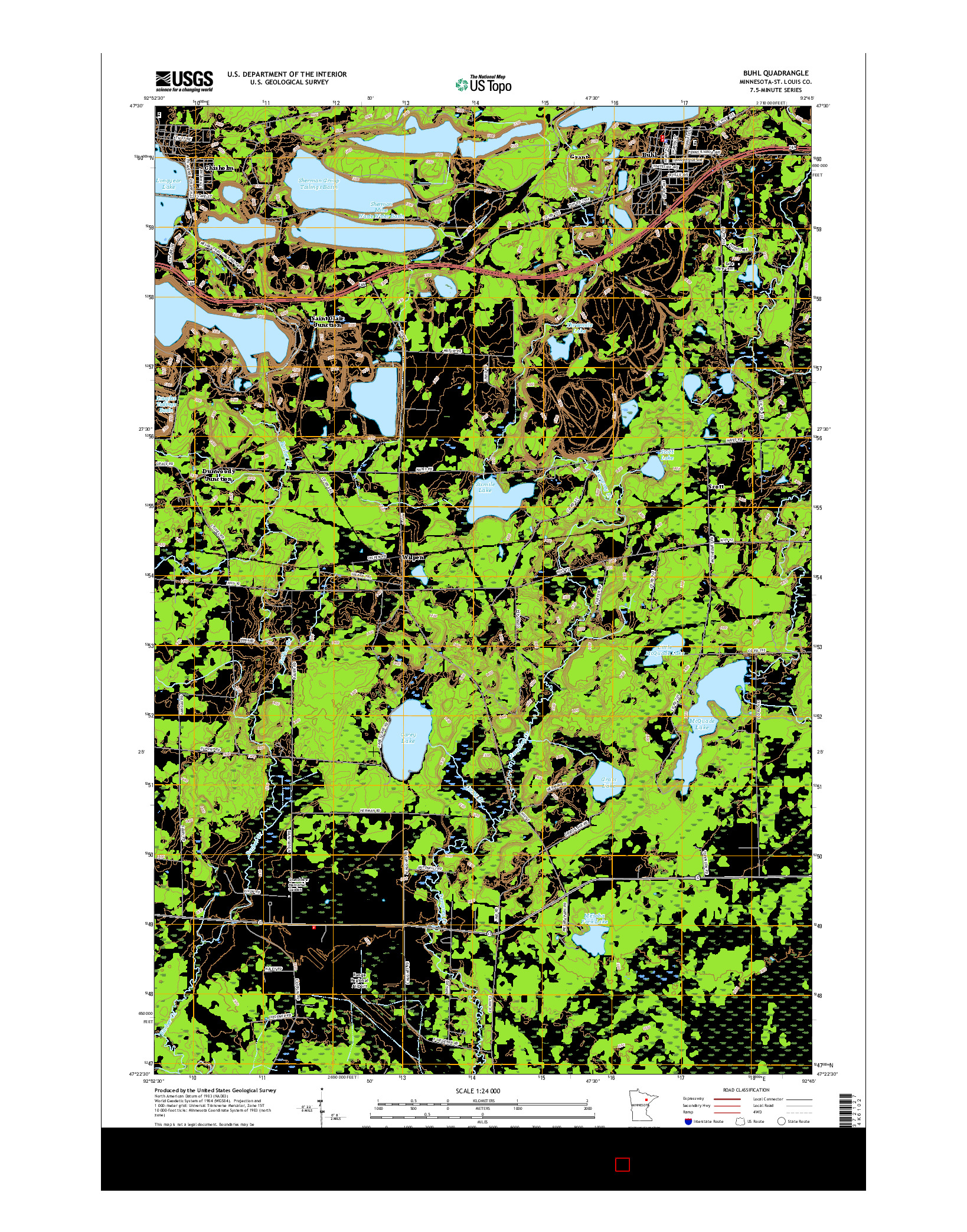 USGS US TOPO 7.5-MINUTE MAP FOR BUHL, MN 2016