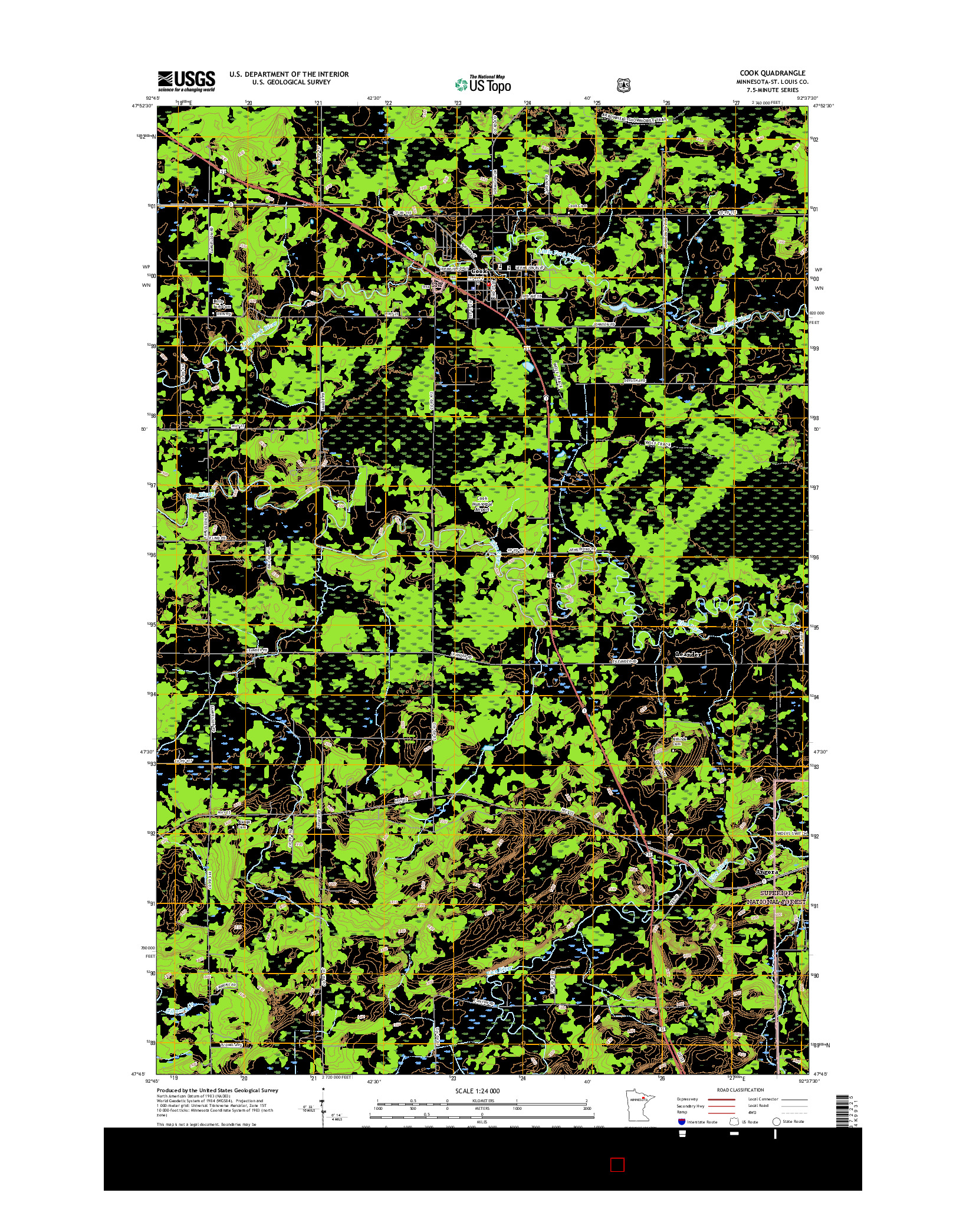 USGS US TOPO 7.5-MINUTE MAP FOR COOK, MN 2016