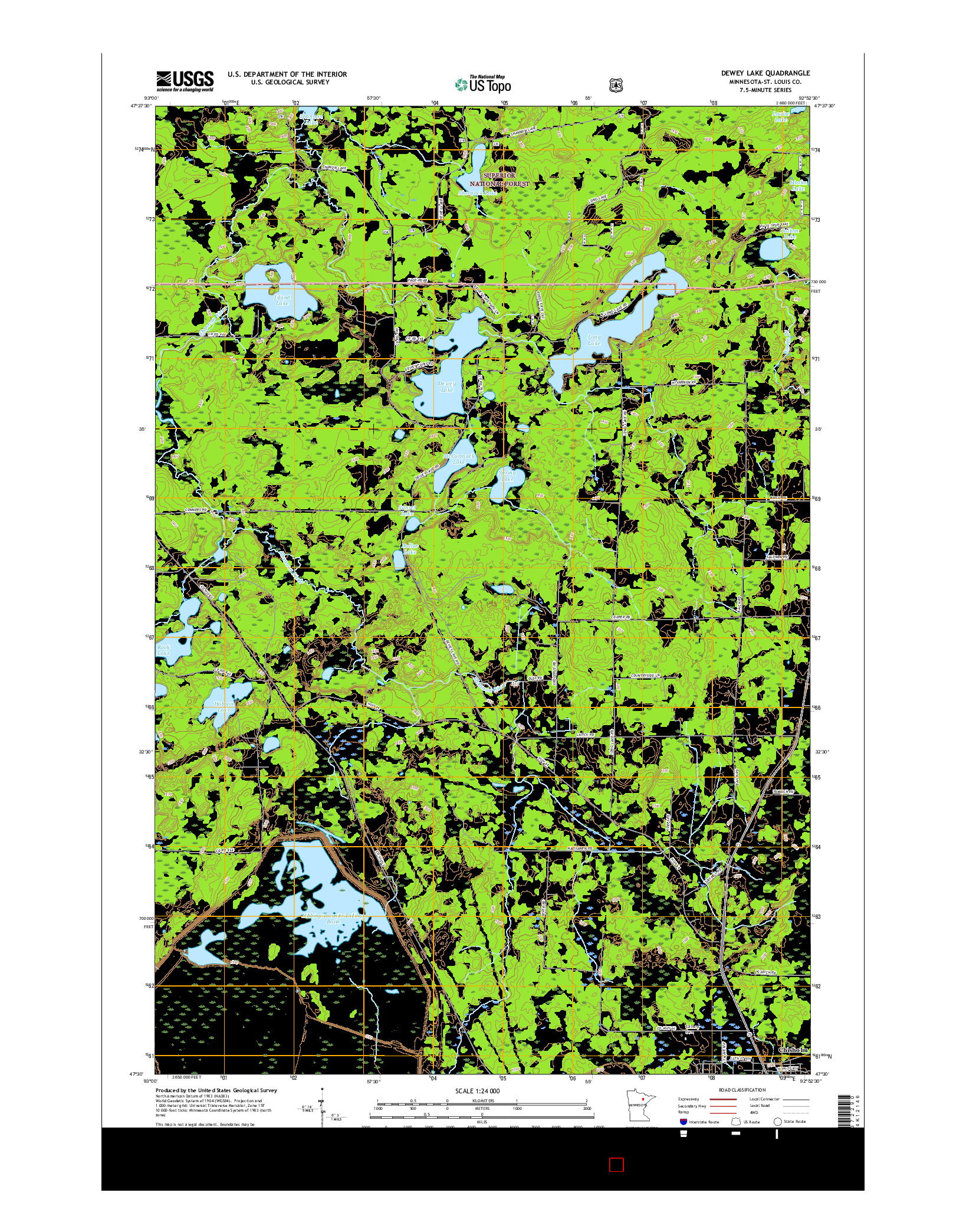 USGS US TOPO 7.5-MINUTE MAP FOR DEWEY LAKE, MN 2016