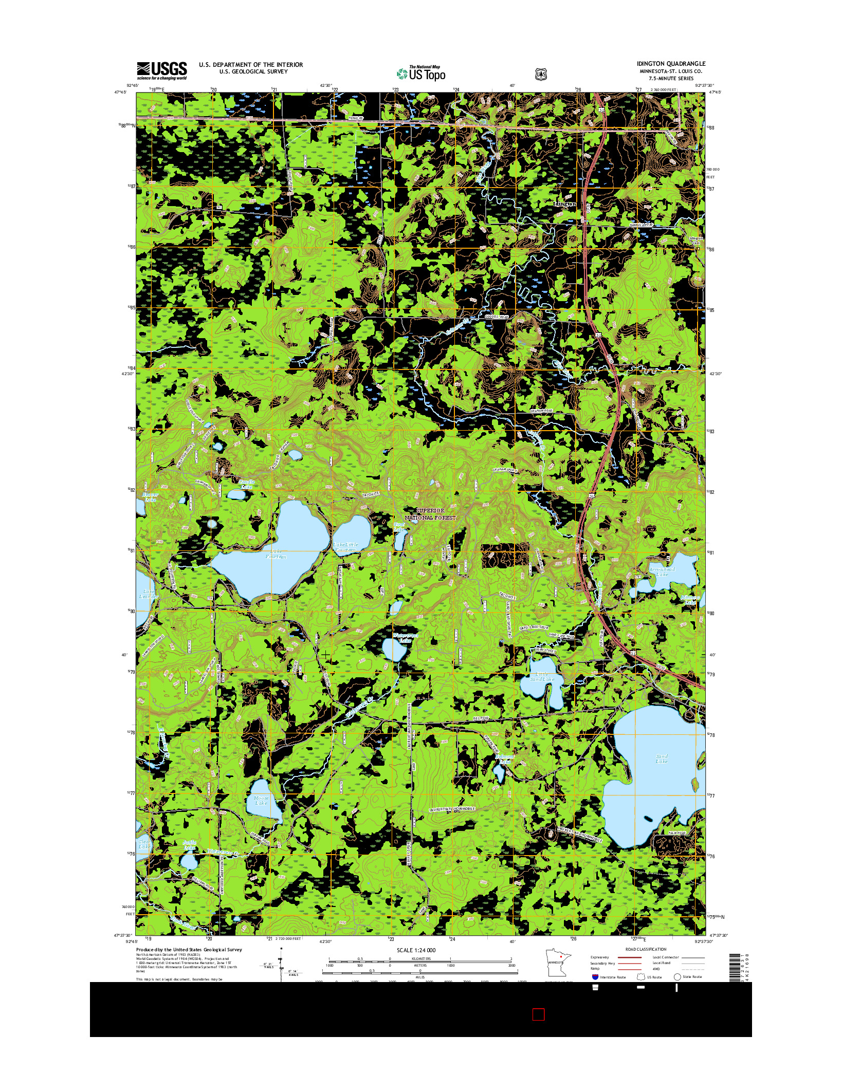USGS US TOPO 7.5-MINUTE MAP FOR IDINGTON, MN 2016