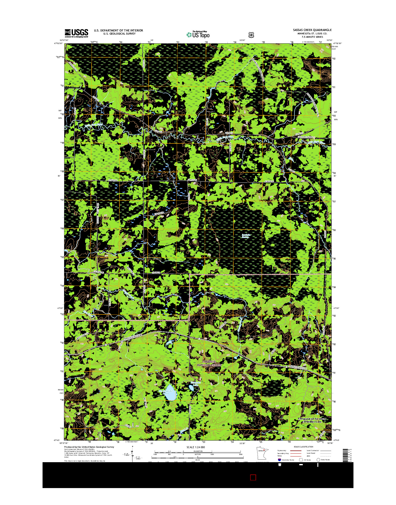 USGS US TOPO 7.5-MINUTE MAP FOR SASSAS CREEK, MN 2016