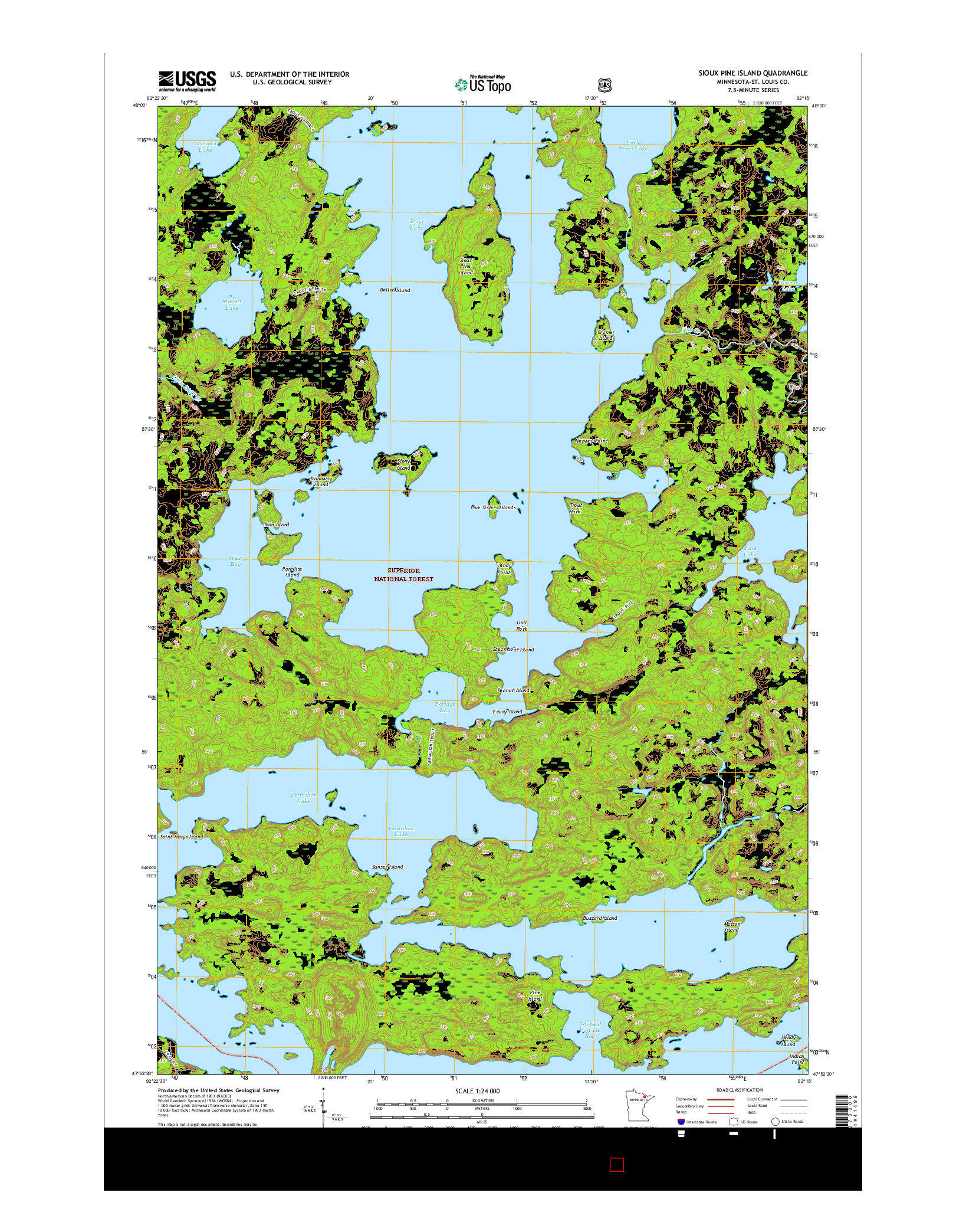 USGS US TOPO 7.5-MINUTE MAP FOR SIOUX PINE ISLAND, MN 2016