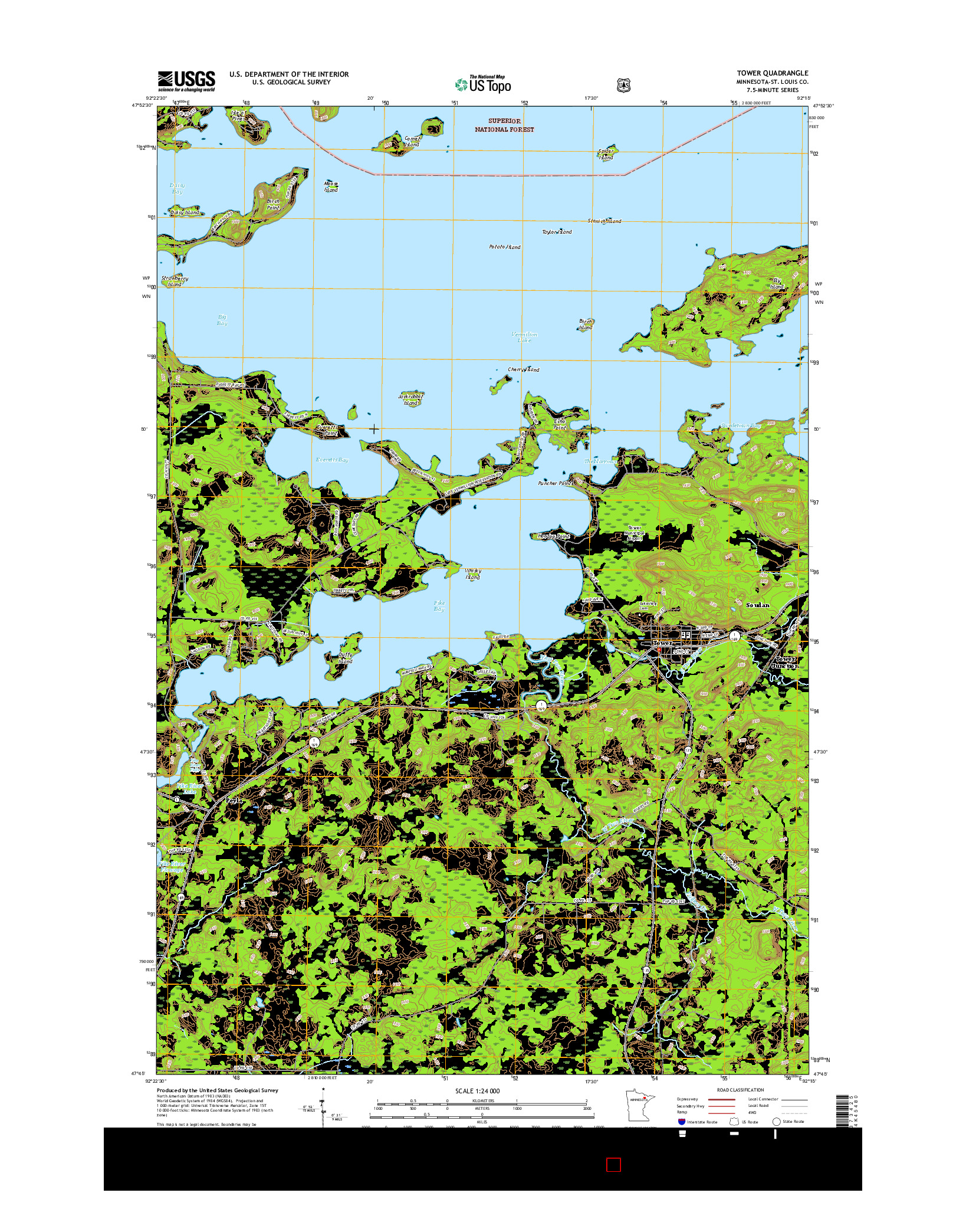 USGS US TOPO 7.5-MINUTE MAP FOR TOWER, MN 2016