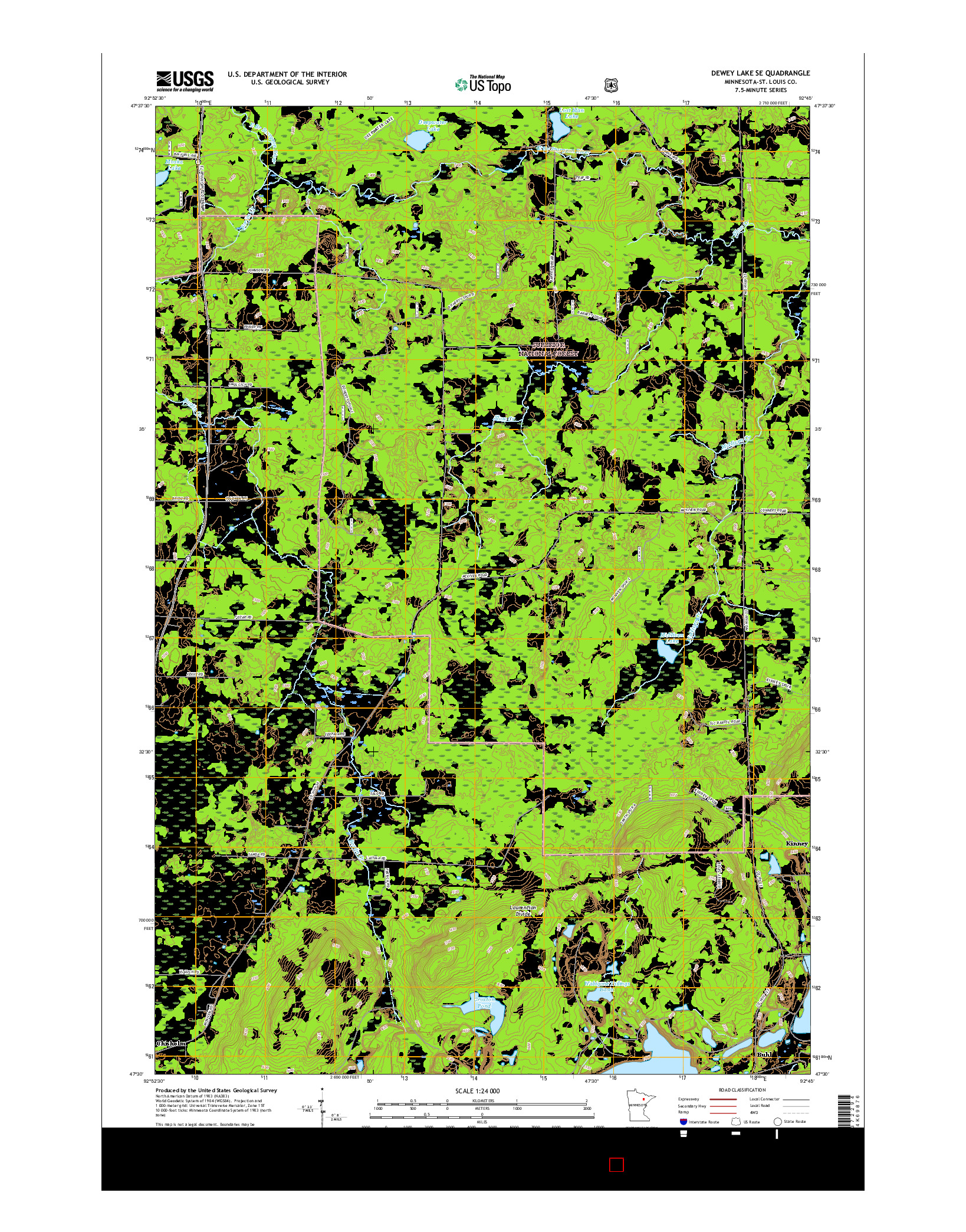 USGS US TOPO 7.5-MINUTE MAP FOR DEWEY LAKE SE, MN 2016