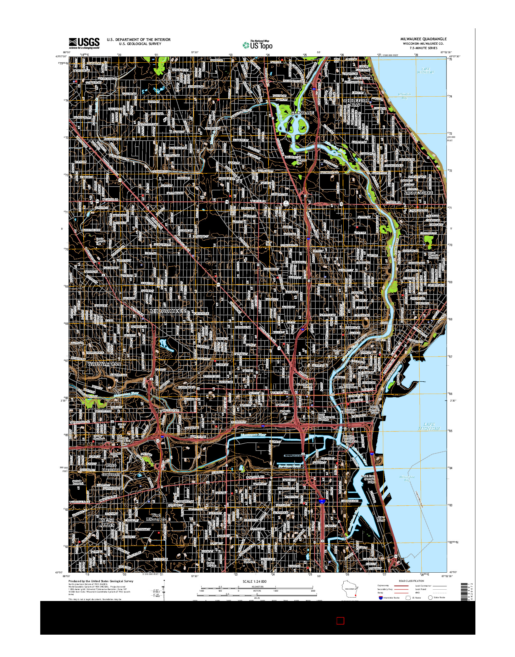 USGS US TOPO 7.5-MINUTE MAP FOR MILWAUKEE, WI 2016