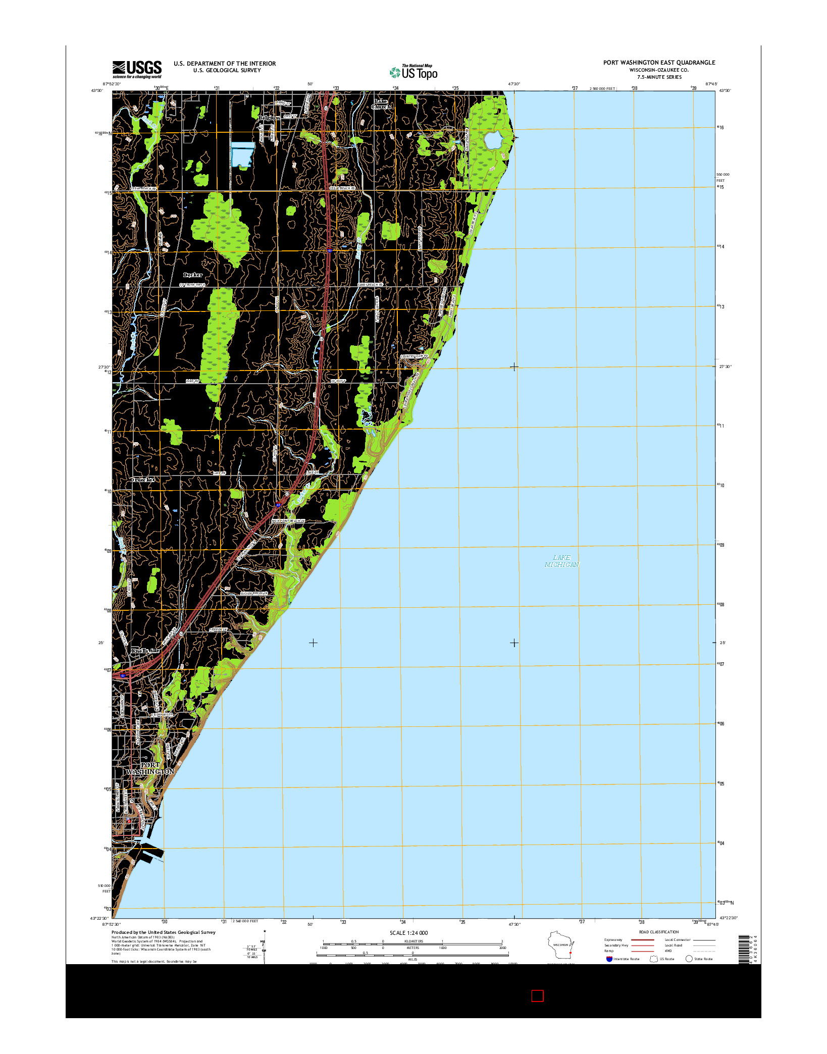 USGS US TOPO 7.5-MINUTE MAP FOR PORT WASHINGTON EAST, WI 2016