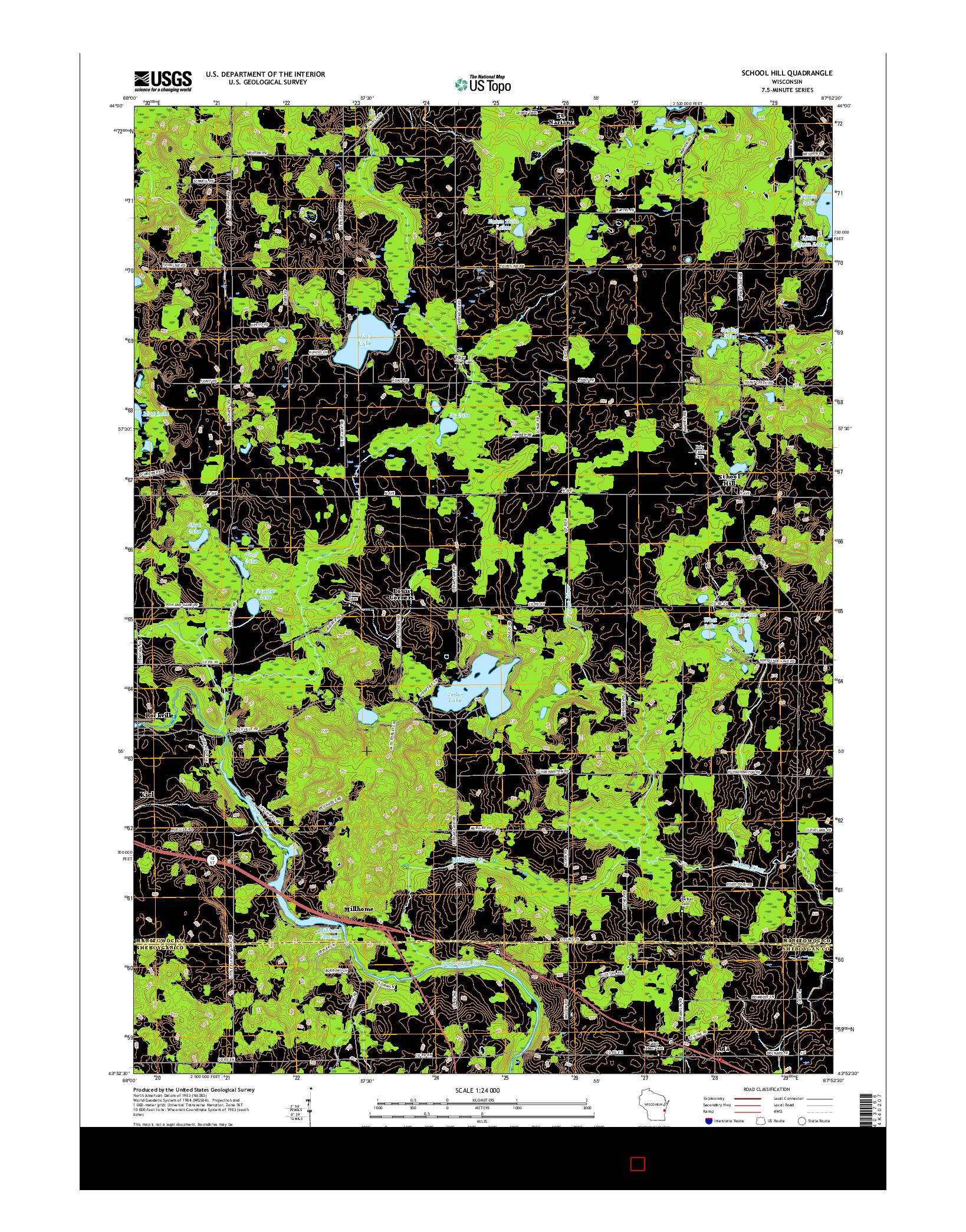 USGS US TOPO 7.5-MINUTE MAP FOR SCHOOL HILL, WI 2016