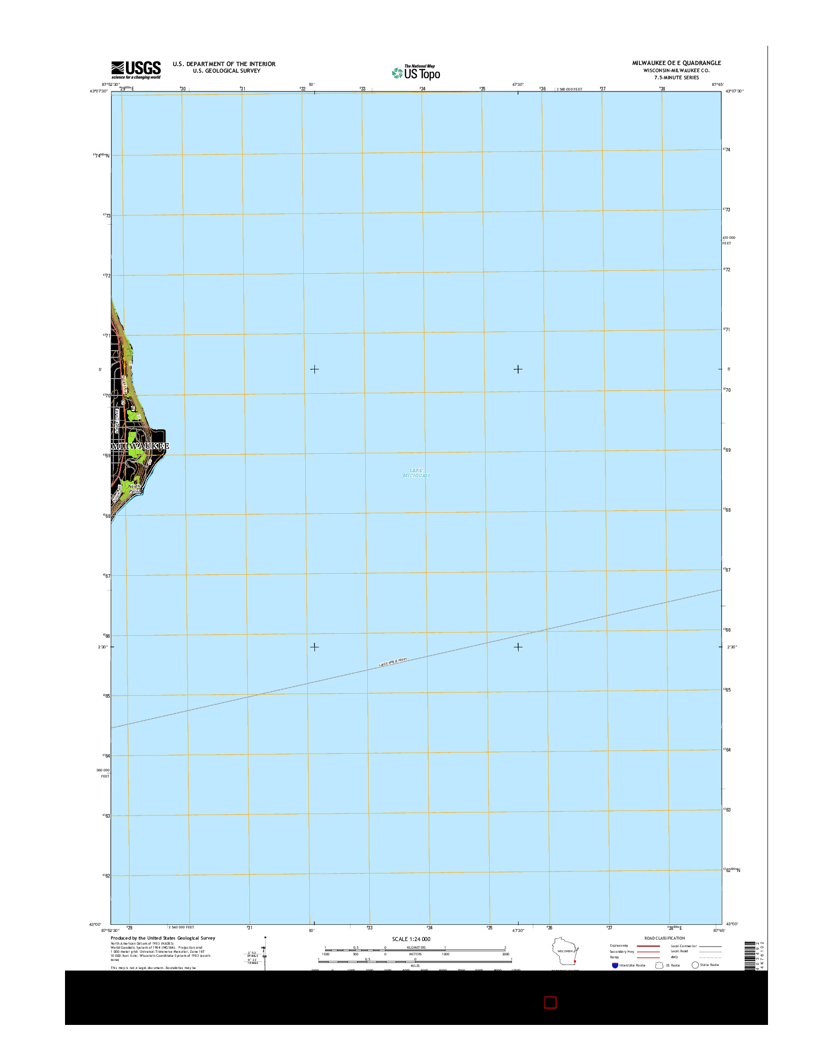 USGS US TOPO 7.5-MINUTE MAP FOR MILWAUKEE OE E, WI 2016