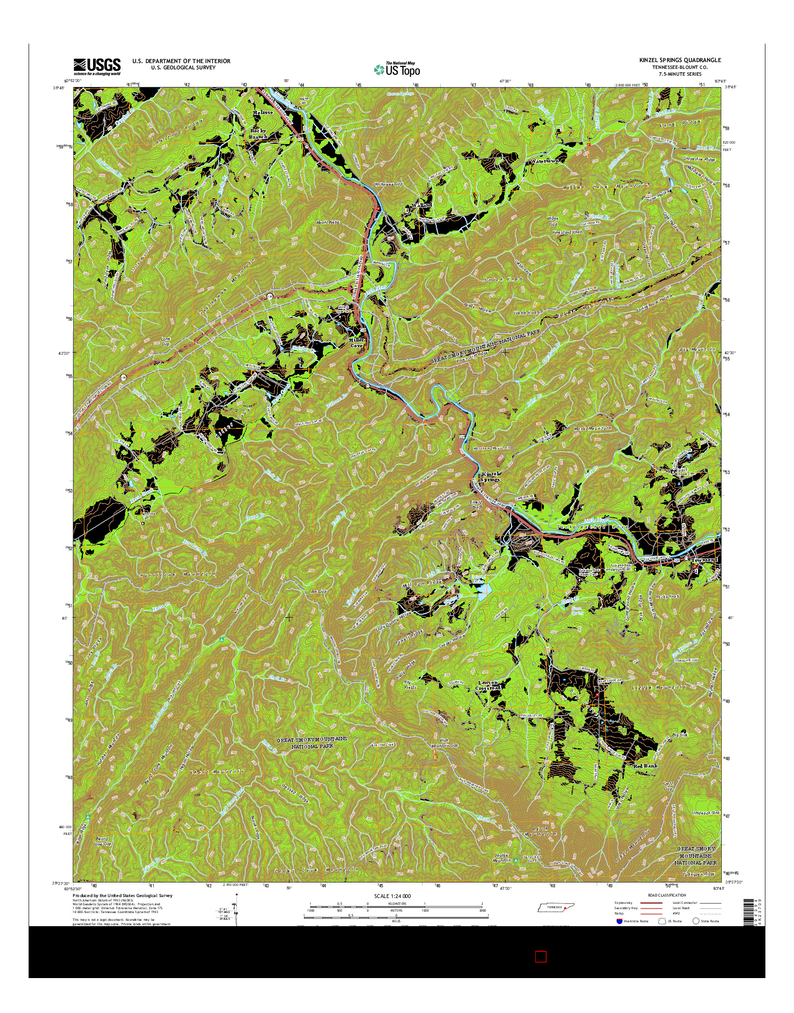 USGS US TOPO 7.5-MINUTE MAP FOR KINZEL SPRINGS, TN 2016