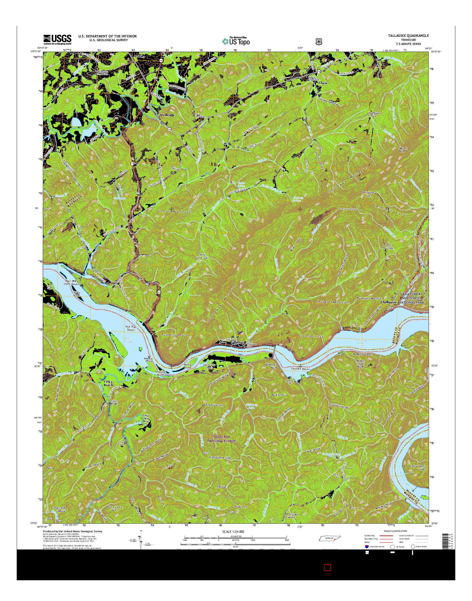 USGS US TOPO 7.5-MINUTE MAP FOR TALLASSEE, TN 2016