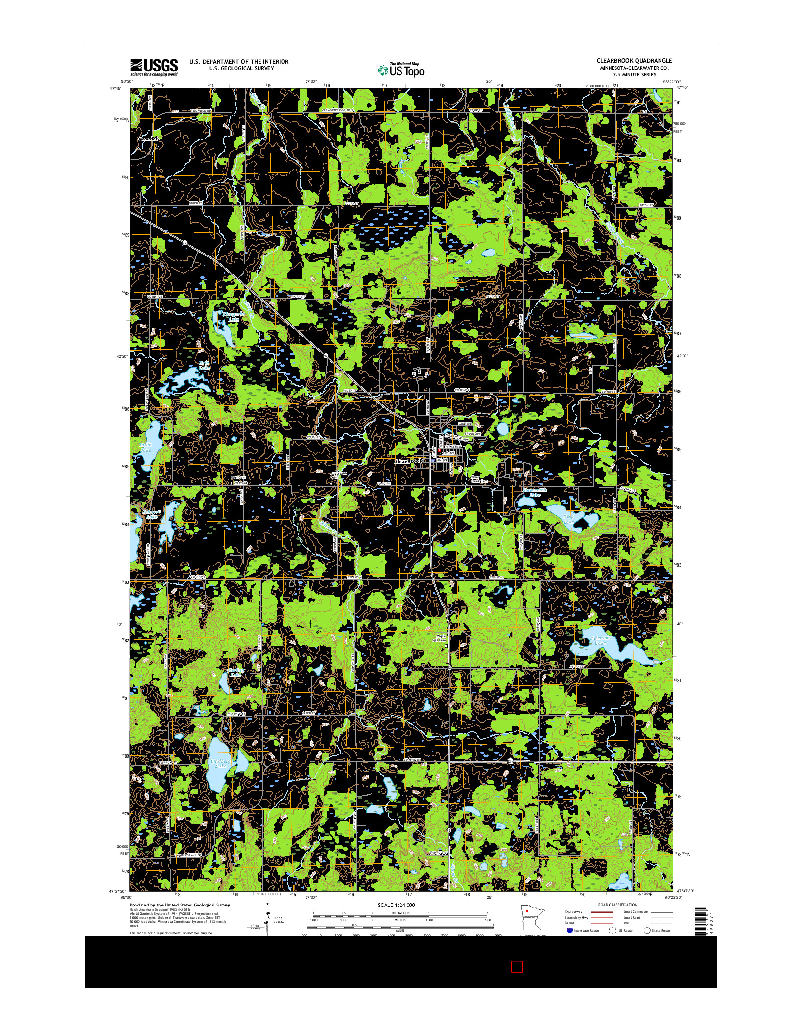 USGS US TOPO 7.5-MINUTE MAP FOR CLEARBROOK, MN 2016
