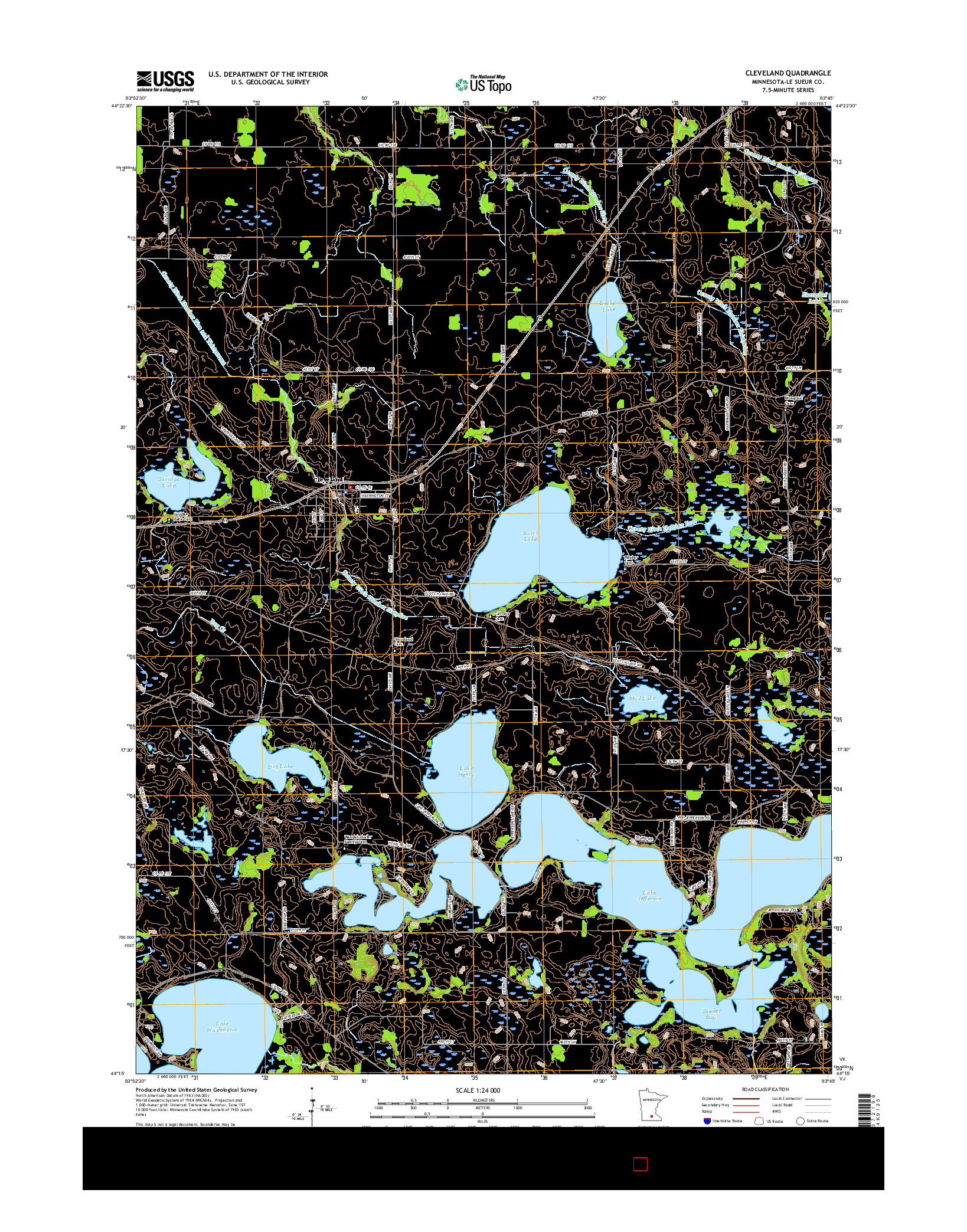 USGS US TOPO 7.5-MINUTE MAP FOR CLEVELAND, MN 2016