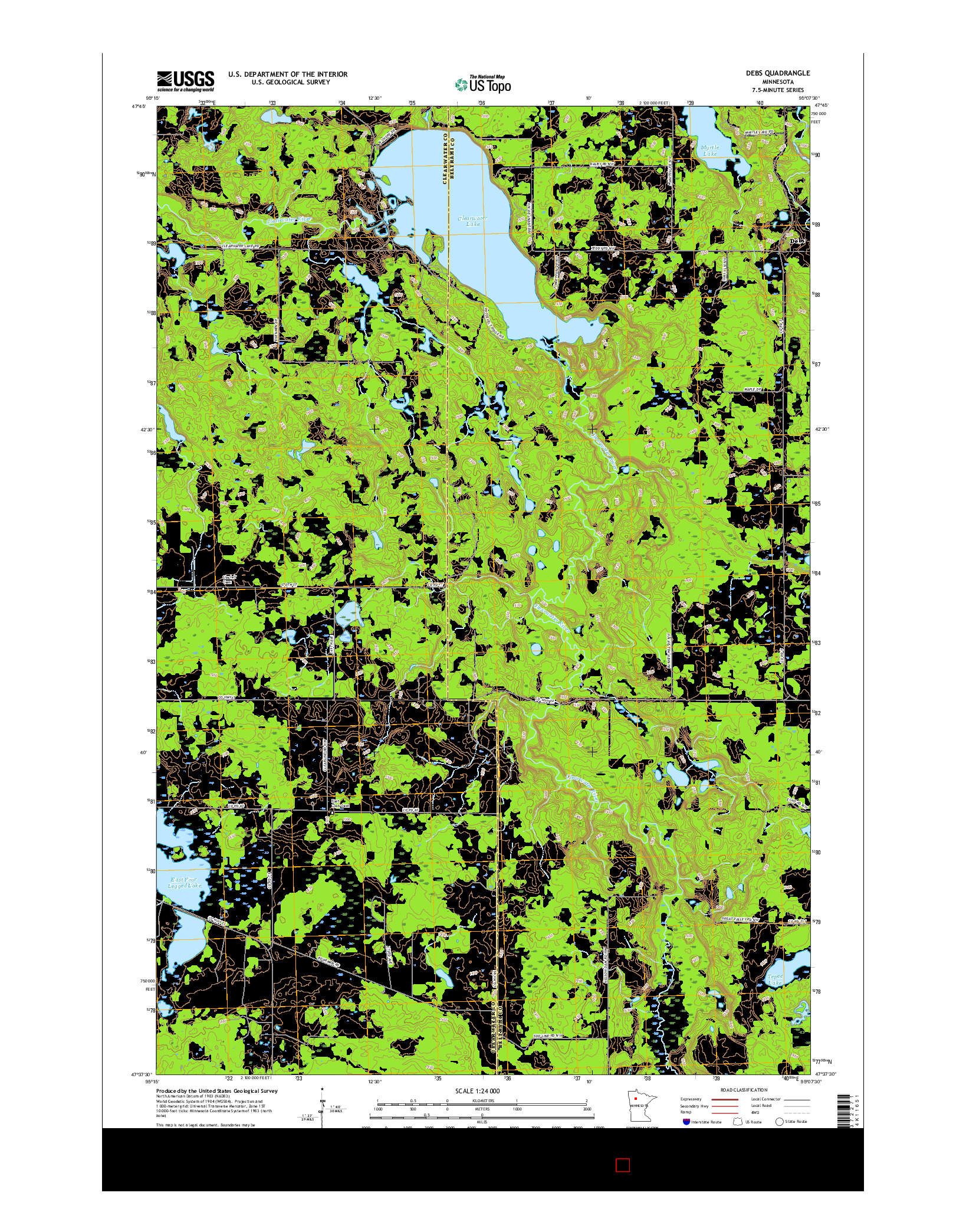 USGS US TOPO 7.5-MINUTE MAP FOR DEBS, MN 2016