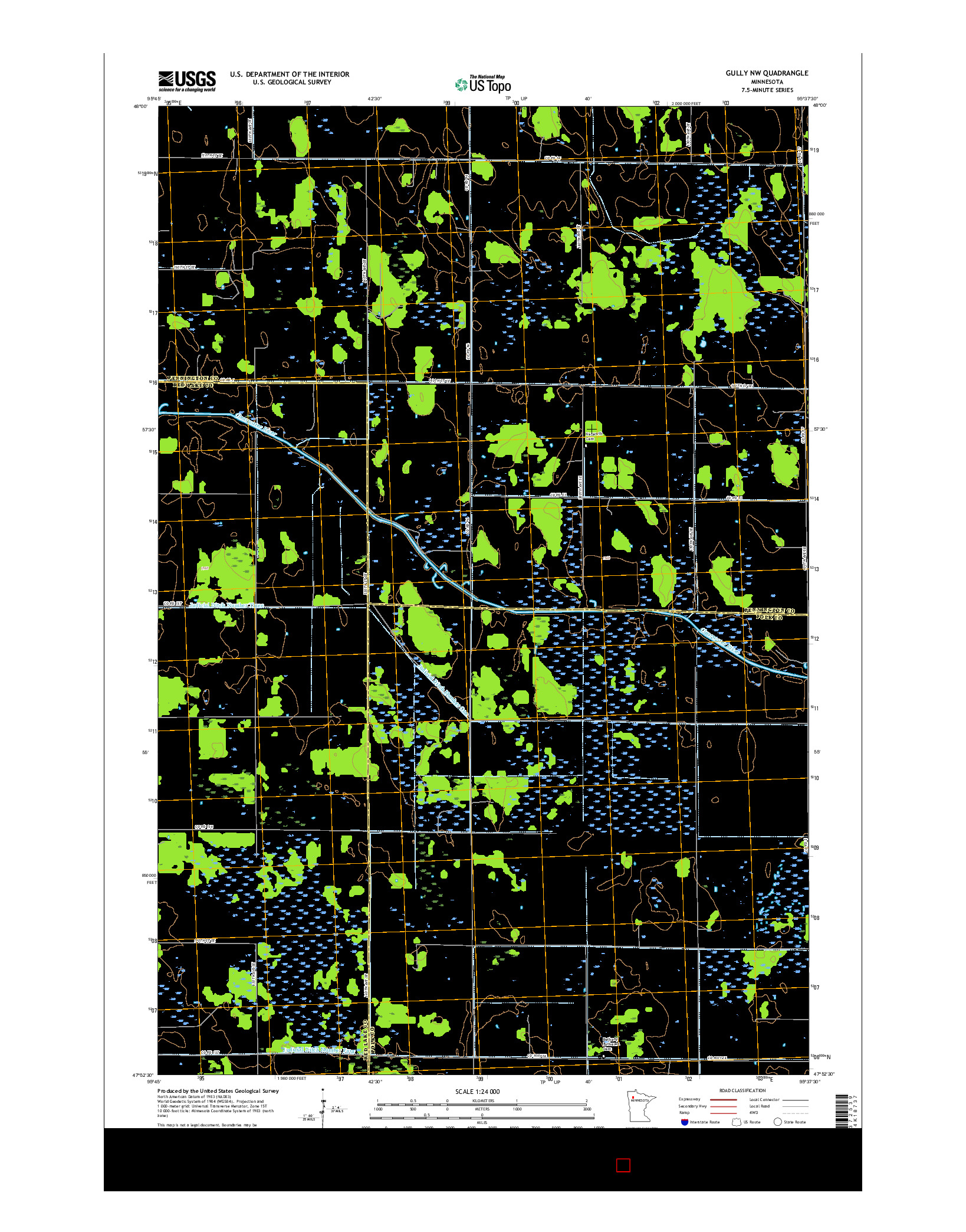 USGS US TOPO 7.5-MINUTE MAP FOR GULLY NW, MN 2016