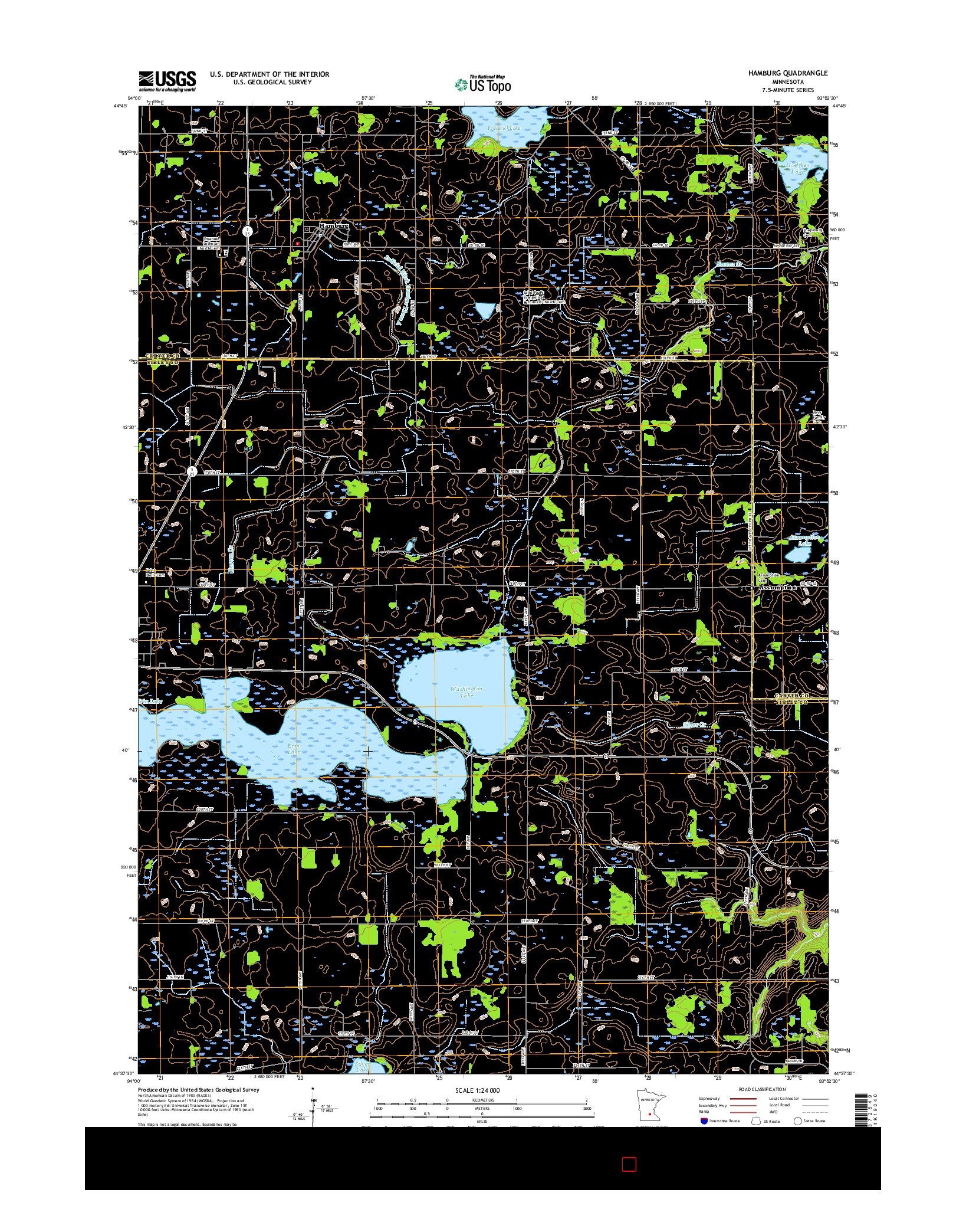 USGS US TOPO 7.5-MINUTE MAP FOR HAMBURG, MN 2016