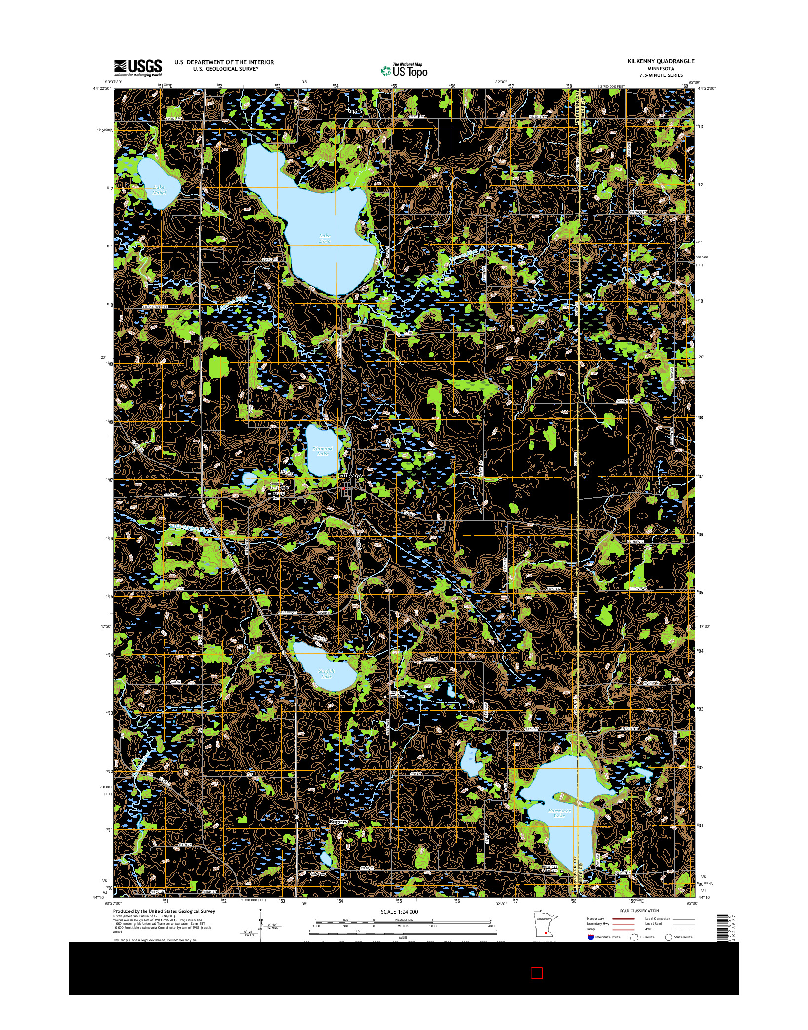 USGS US TOPO 7.5-MINUTE MAP FOR KILKENNY, MN 2016