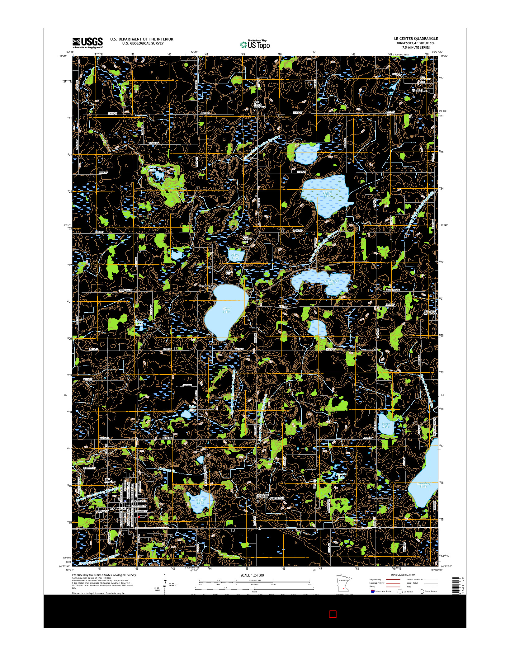 USGS US TOPO 7.5-MINUTE MAP FOR LE CENTER, MN 2016