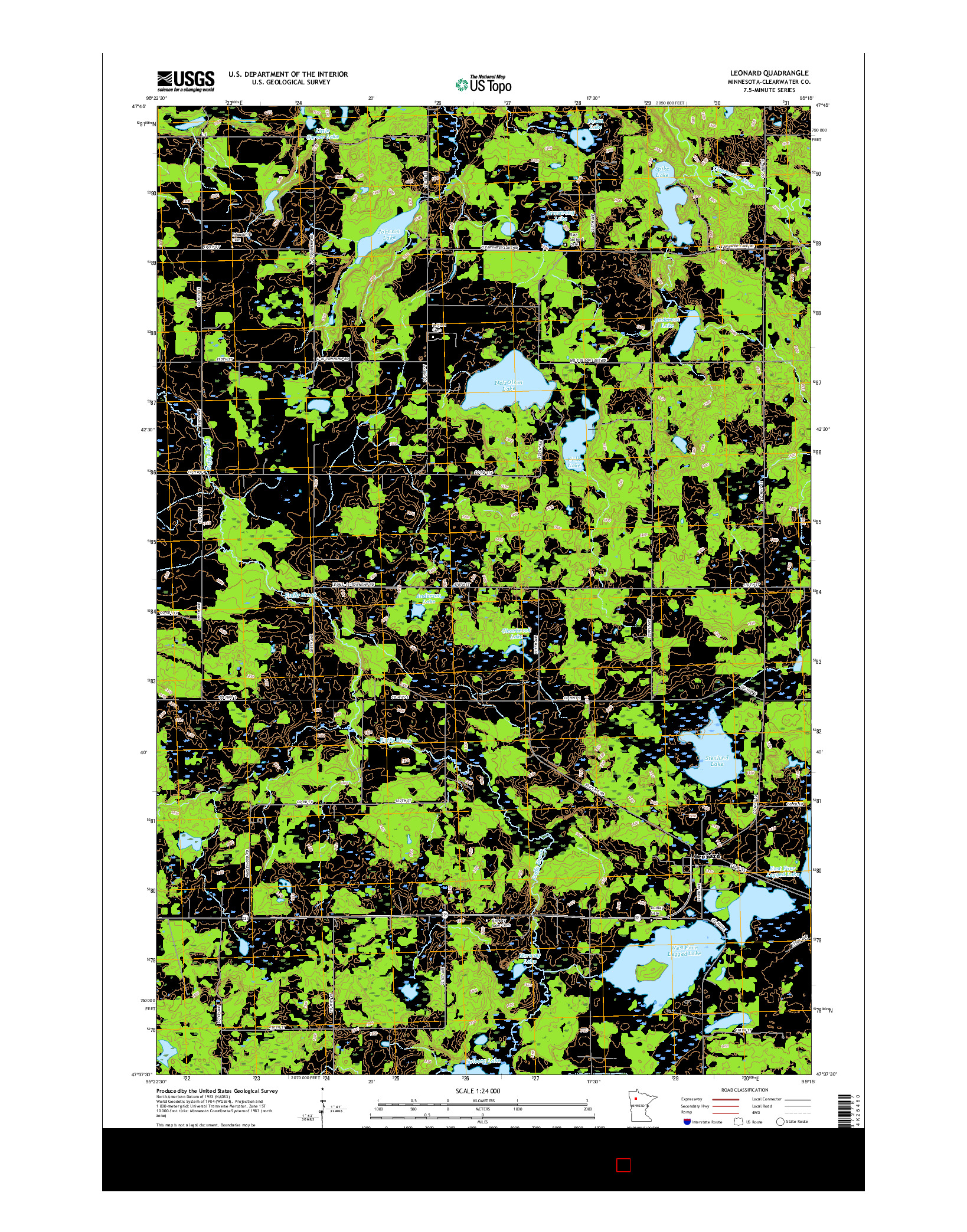 USGS US TOPO 7.5-MINUTE MAP FOR LEONARD, MN 2016