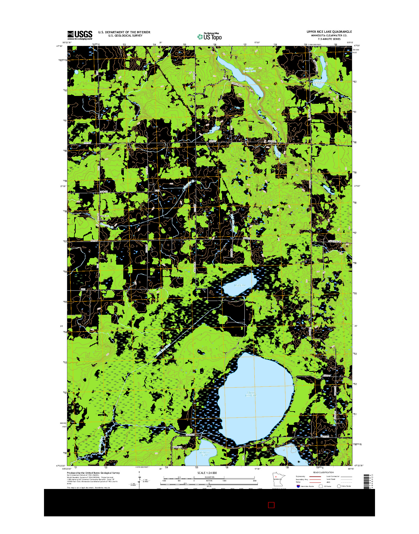 USGS US TOPO 7.5-MINUTE MAP FOR UPPER RICE LAKE, MN 2016