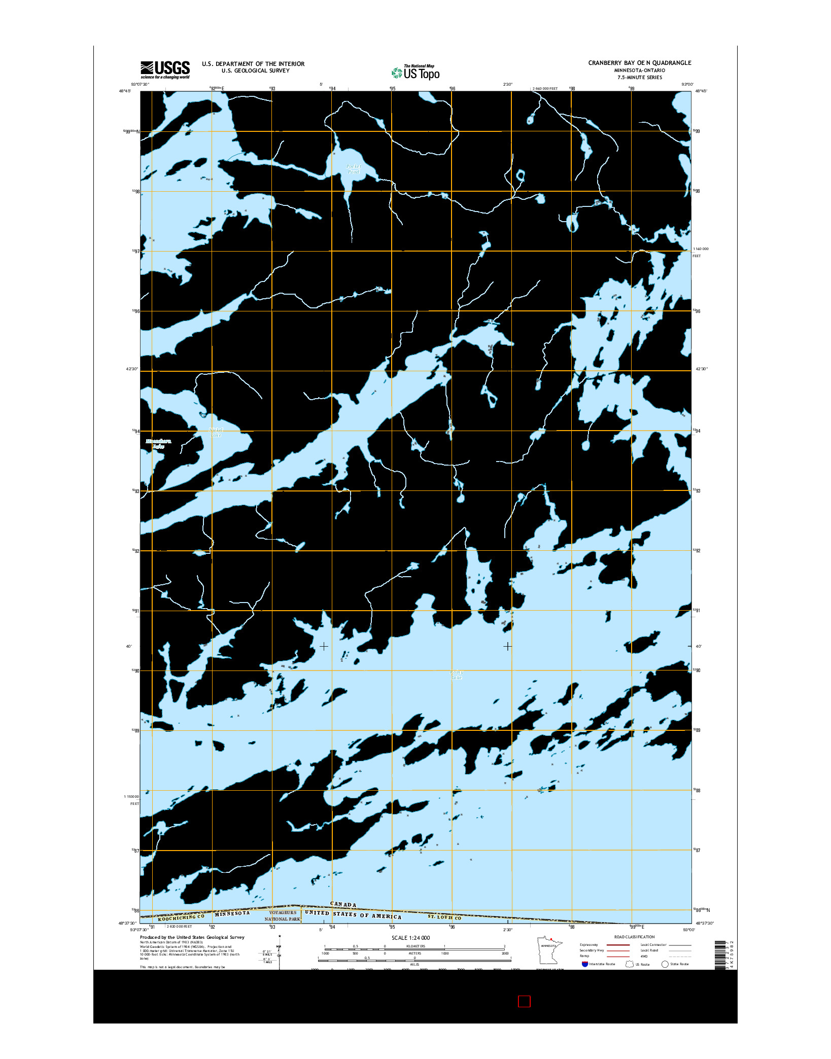 USGS US TOPO 7.5-MINUTE MAP FOR CRANBERRY BAY OE N, MN-ON 2016
