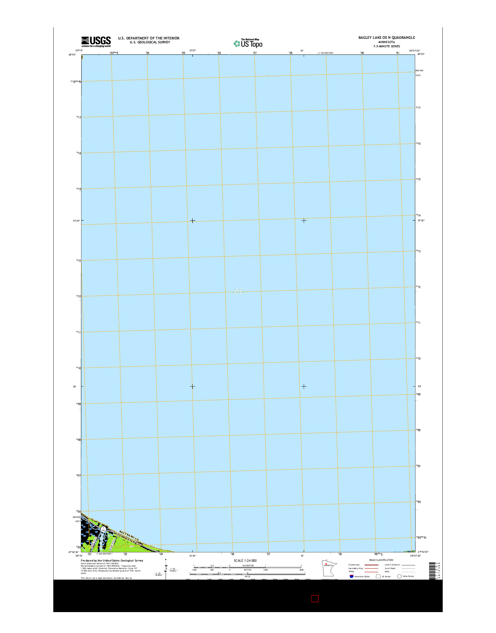 USGS US TOPO 7.5-MINUTE MAP FOR BAGLEY LAKE OE N, MN 2016