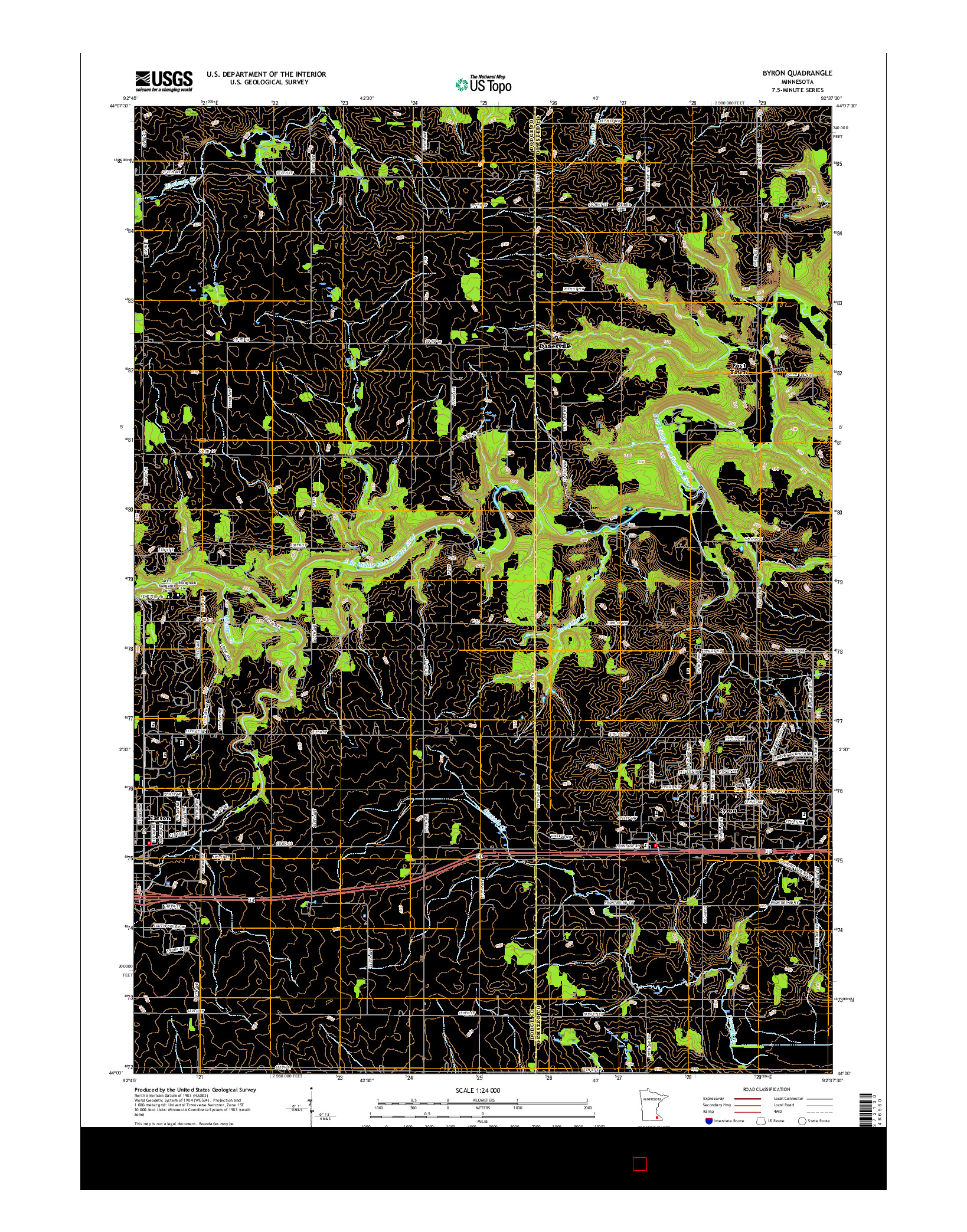 USGS US TOPO 7.5-MINUTE MAP FOR BYRON, MN 2016