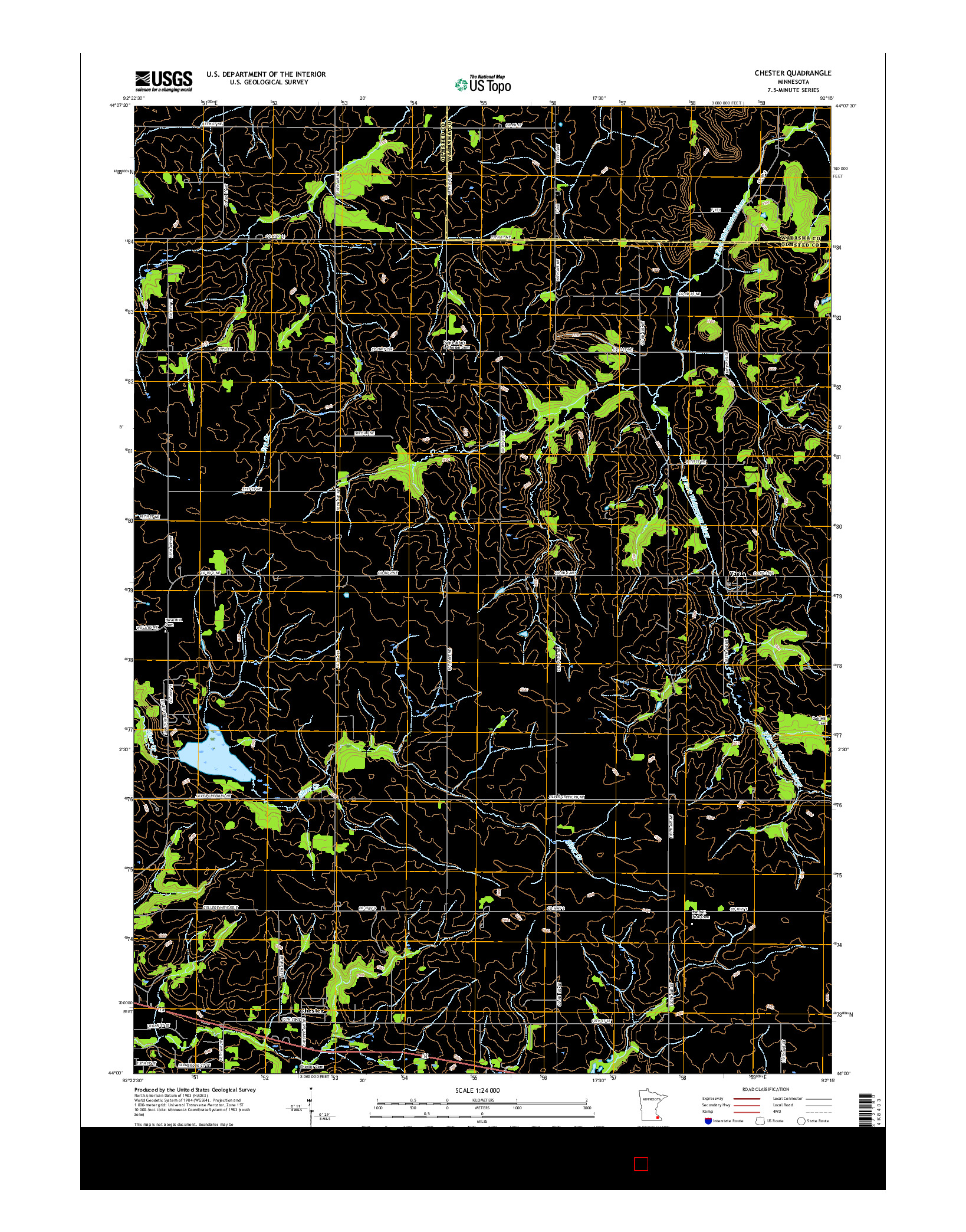 USGS US TOPO 7.5-MINUTE MAP FOR CHESTER, MN 2016