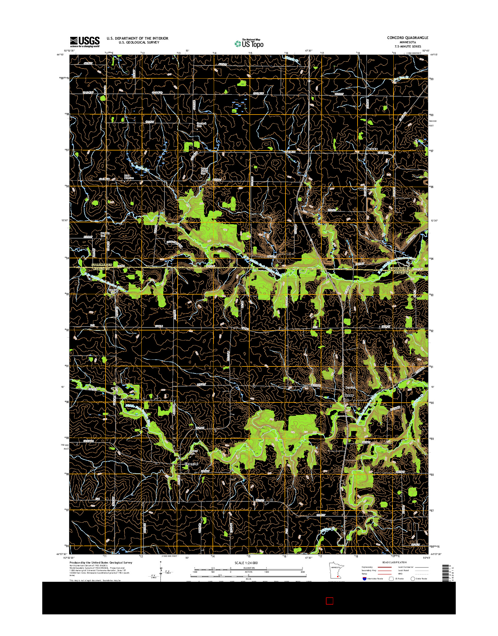 USGS US TOPO 7.5-MINUTE MAP FOR CONCORD, MN 2016