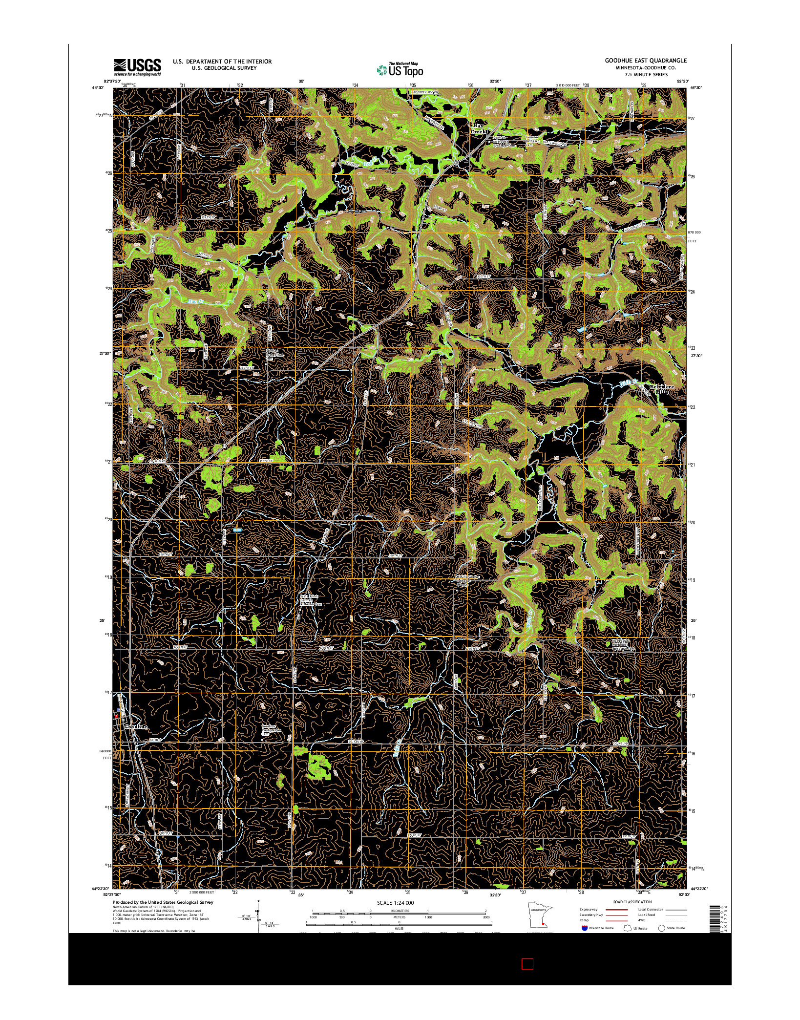 USGS US TOPO 7.5-MINUTE MAP FOR GOODHUE EAST, MN 2016