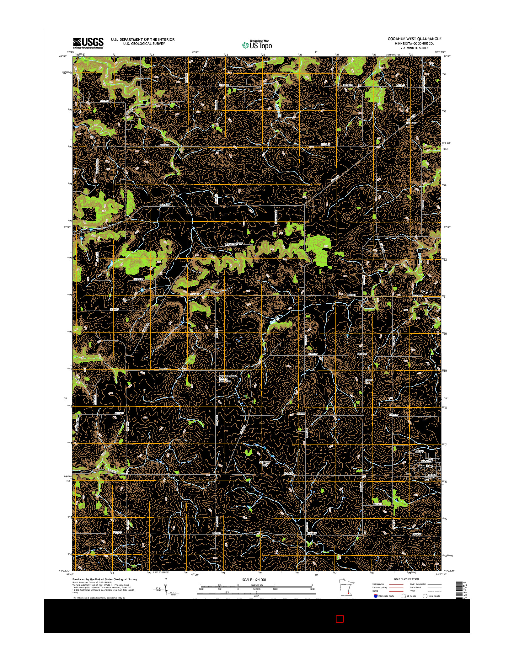 USGS US TOPO 7.5-MINUTE MAP FOR GOODHUE WEST, MN 2016