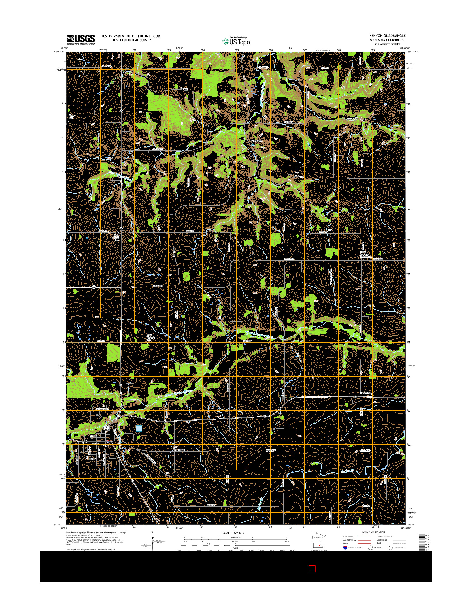 USGS US TOPO 7.5-MINUTE MAP FOR KENYON, MN 2016