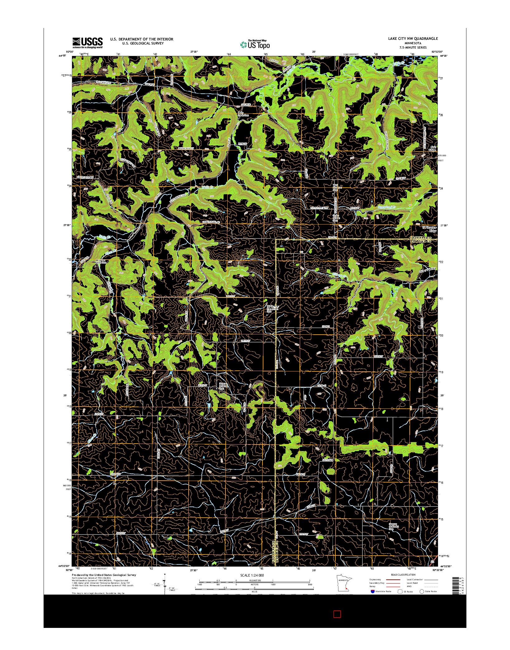 USGS US TOPO 7.5-MINUTE MAP FOR LAKE CITY NW, MN 2016